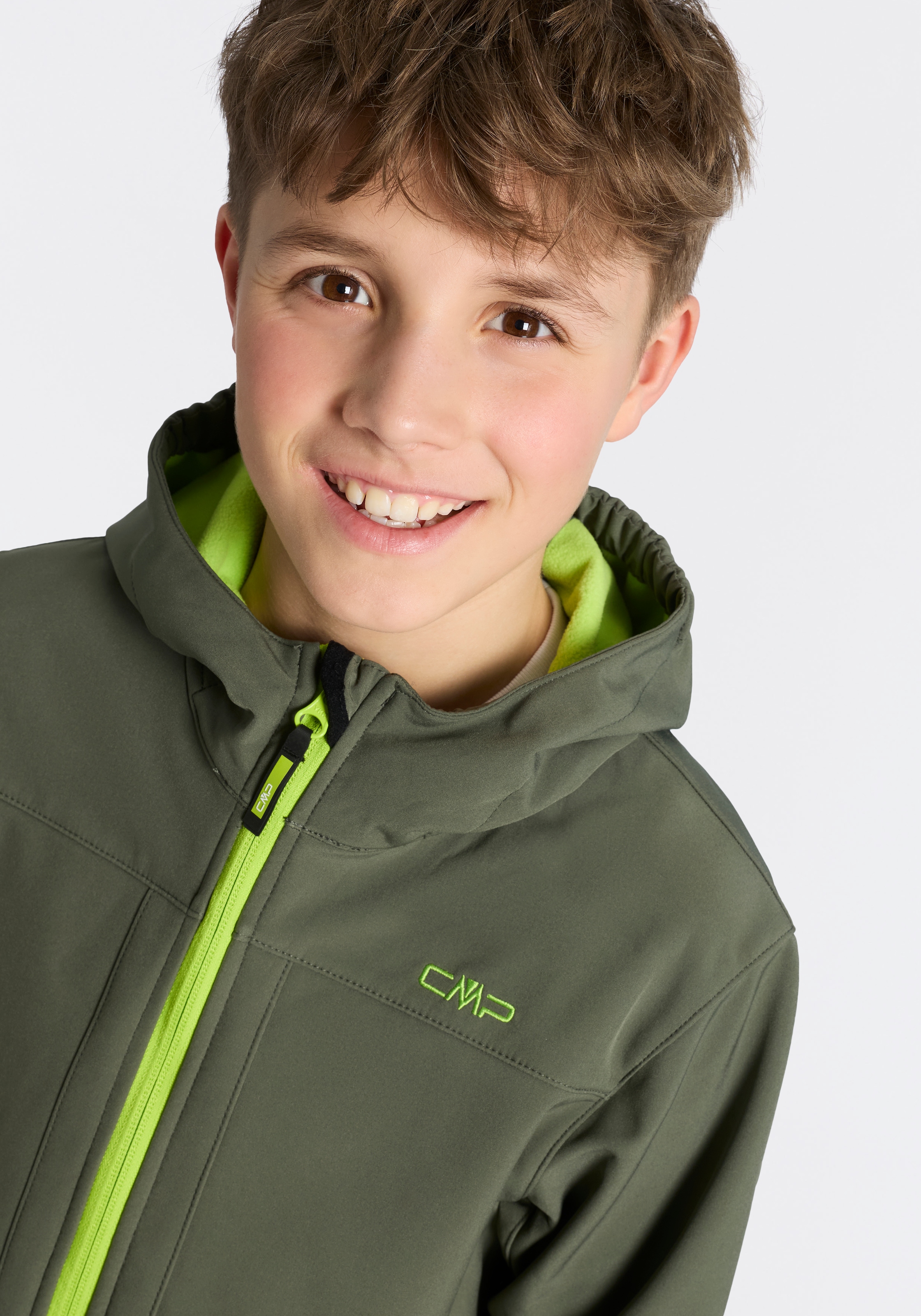 CMP Veste softshell »KID  SOFTSHELL JACKET FIX HOOD« avec capuche déperlant, coupe-vent, avec poches zippées