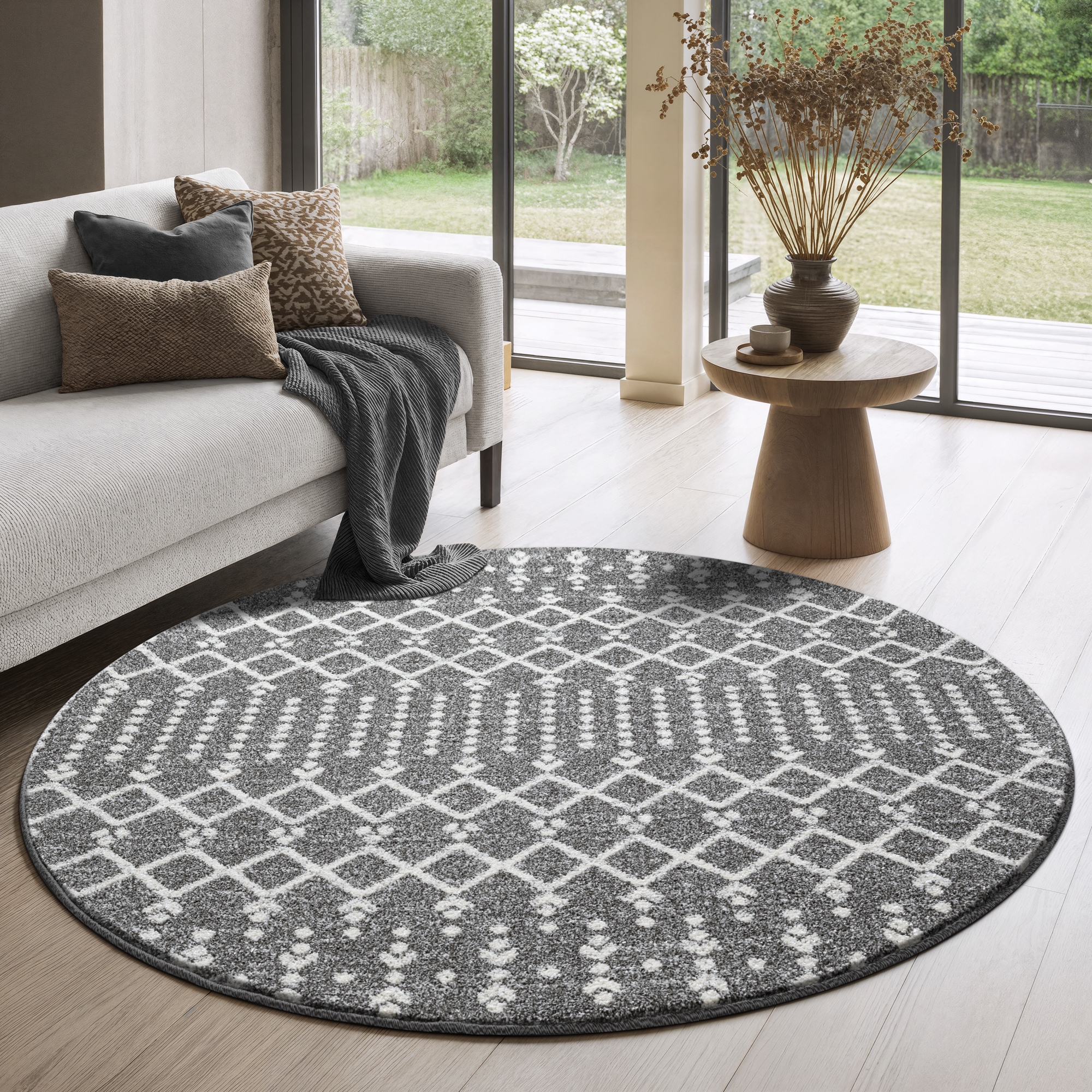 Sanat Teppich »Boho 8203  , auch als Läufer und in Rund« rund 10 mm Höhe Kurzflor, robust, Boho, Scandic, für Fussbodenheizung geeignet