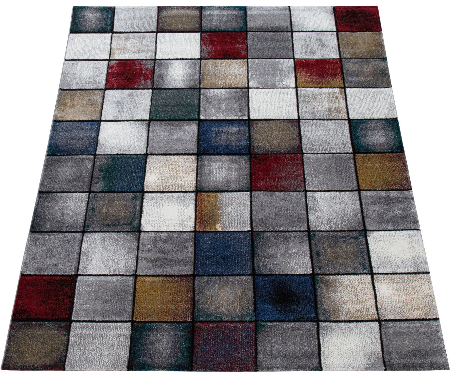 Image of Paco Home Teppich »Smaragd 755«, rechteckig, 12 mm Höhe, Kurzflor mit Karo-Muster, ideal im Wohnzimmer & Schlafzimmer bei Ackermann Versand Schweiz