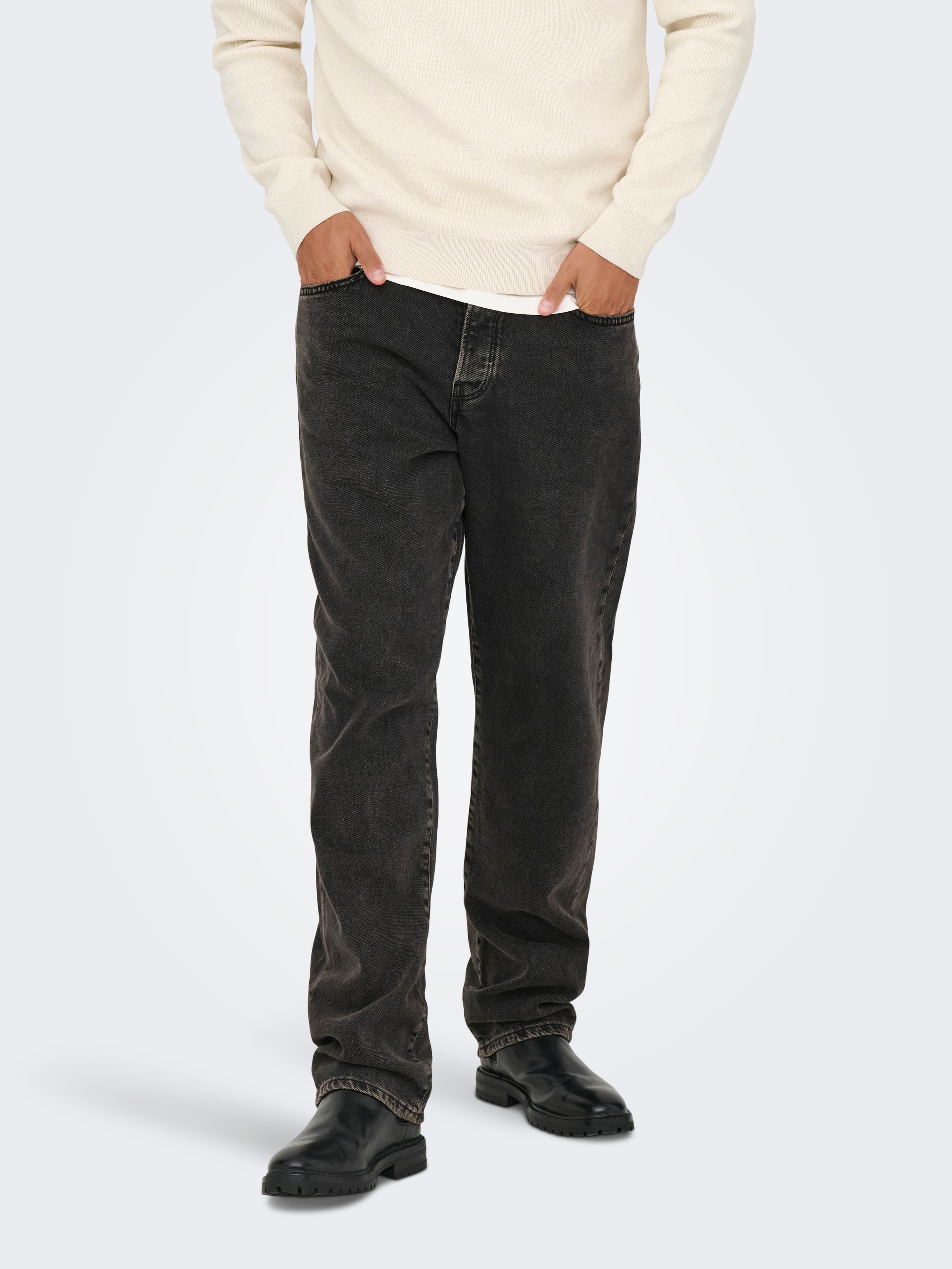 Image of ONLY & SONS Regular-fit-Jeans "ONSEDGE STRAIGHT BOX TAI DNM MU OTL"