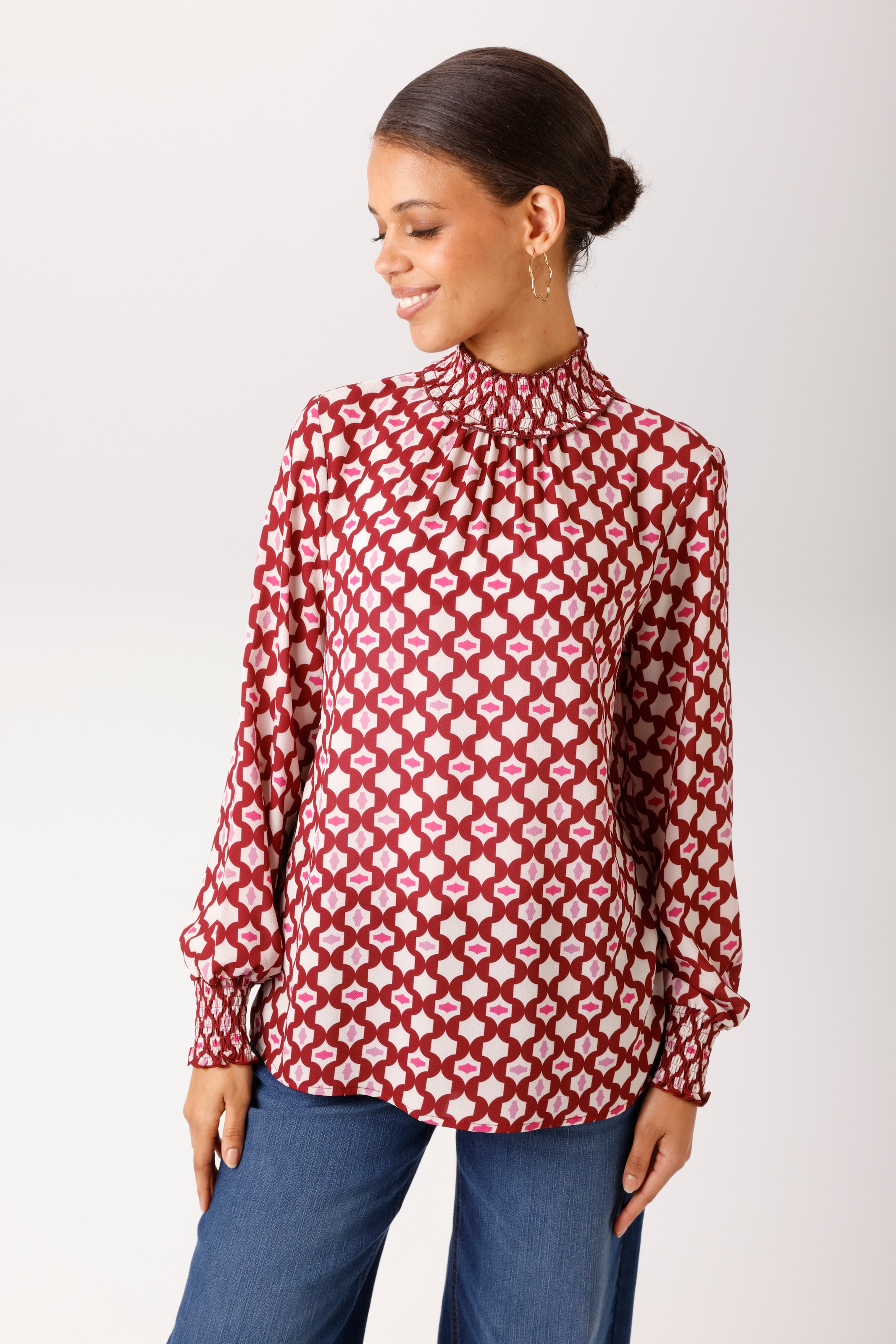 Image of Aniston CASUAL Schlupfbluse mit trendfarbenem Retro-Druck - NEUE KOLLEKTION