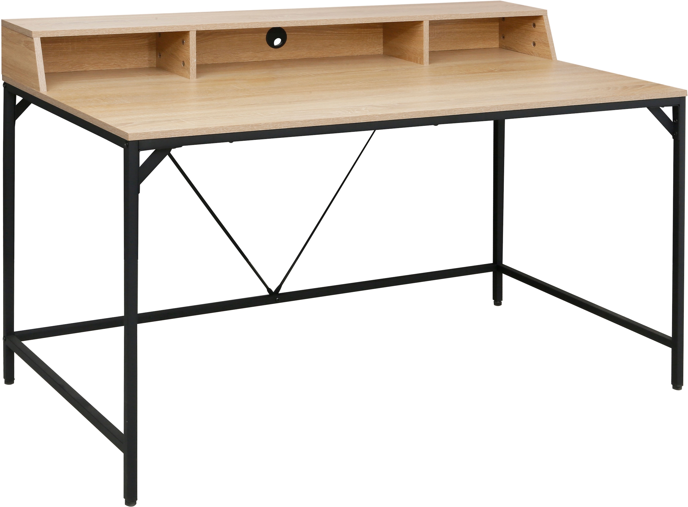 INOSIGN Schreibtisch »Endre«, (Breite 140 cm), mit Monitoraufsatz, 3 Fächern & Kabeldurchlass, Metallgestell