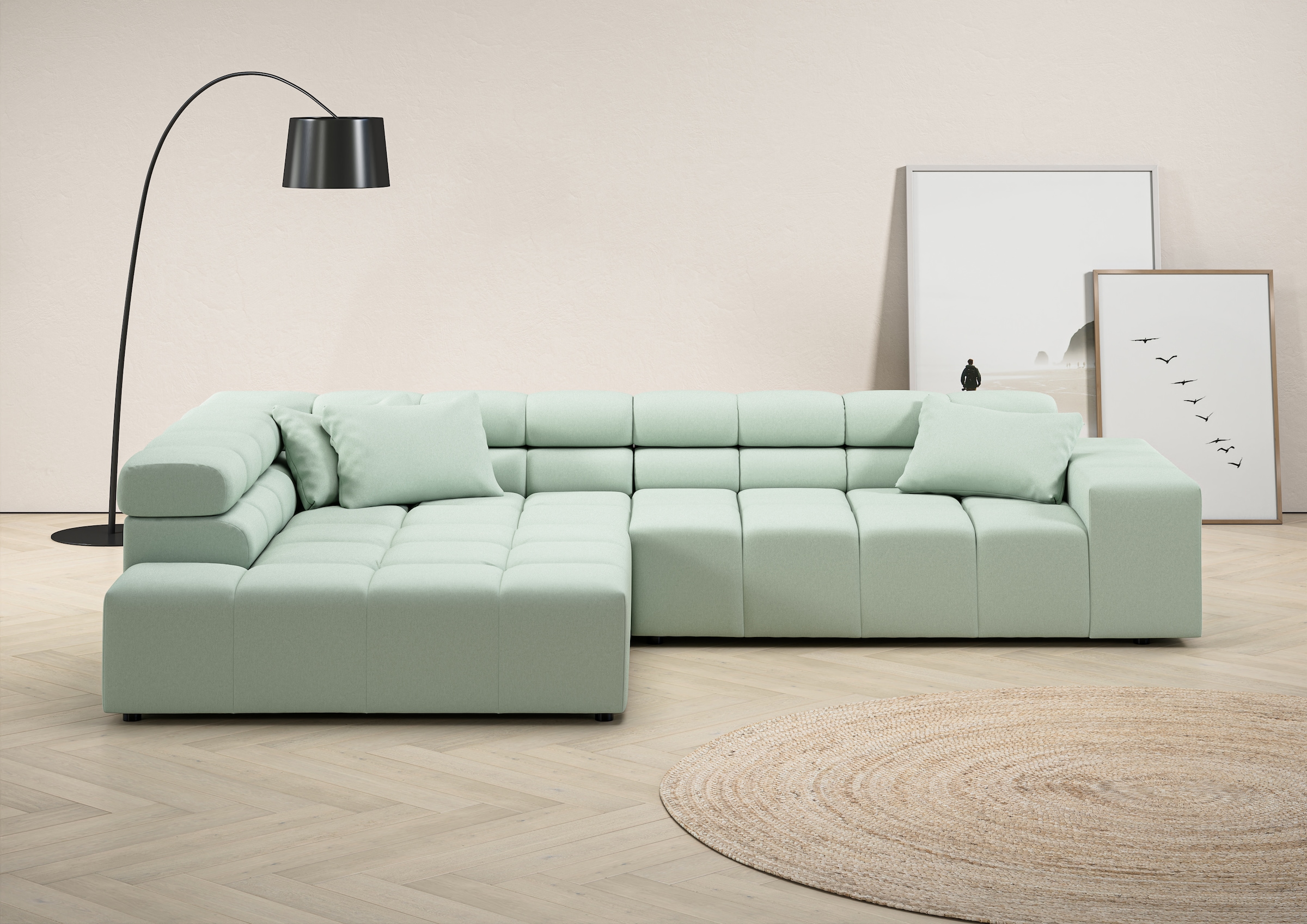 Image of Home affaire Ecksofa "Ancona, Ecksofa, incl. Kopfteilverstellung, Breite 319 cm, L-Form" wahlweise motorische Sitztiefenverstellung, auch in Cord + Easy Care