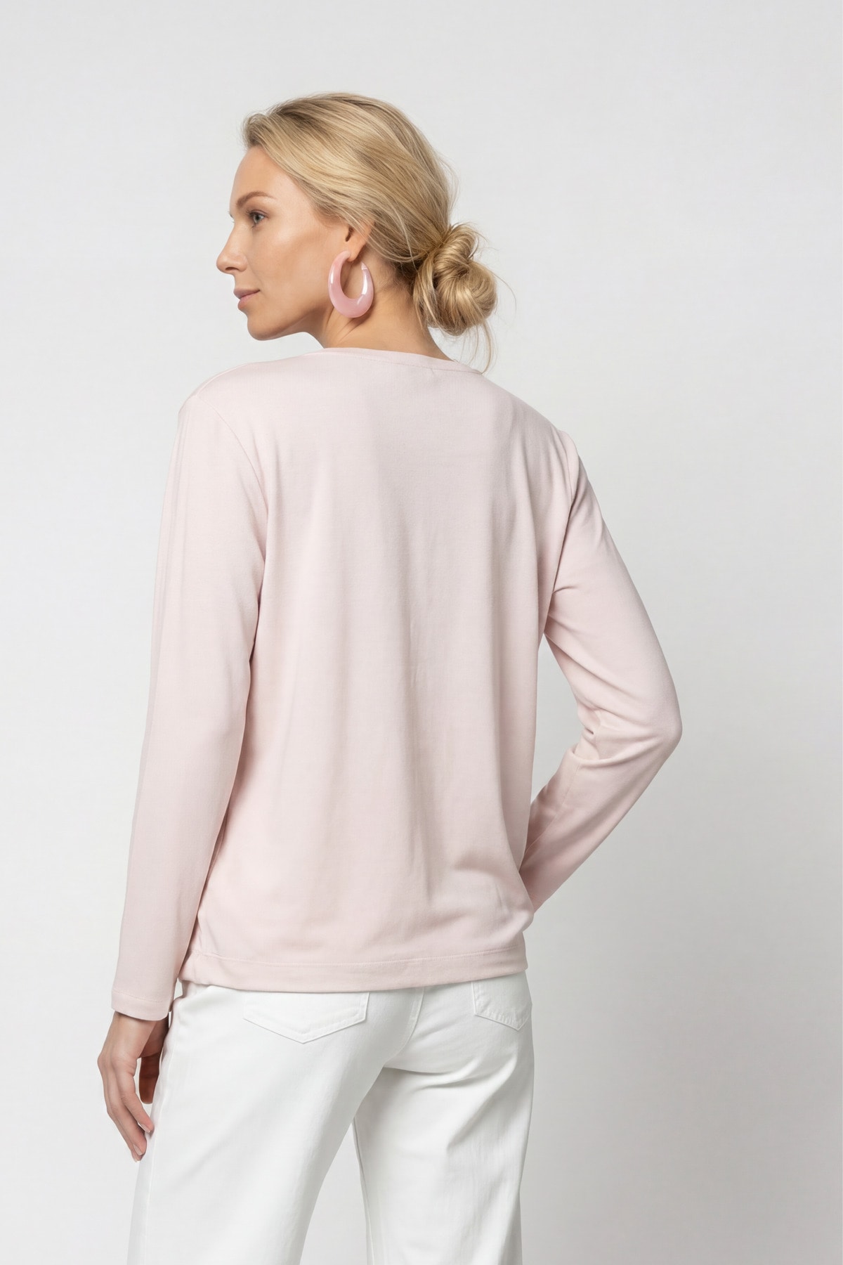 Monari Blouse à enfiler »Schluse Basic Schmuck« coupe régulière avec col en V