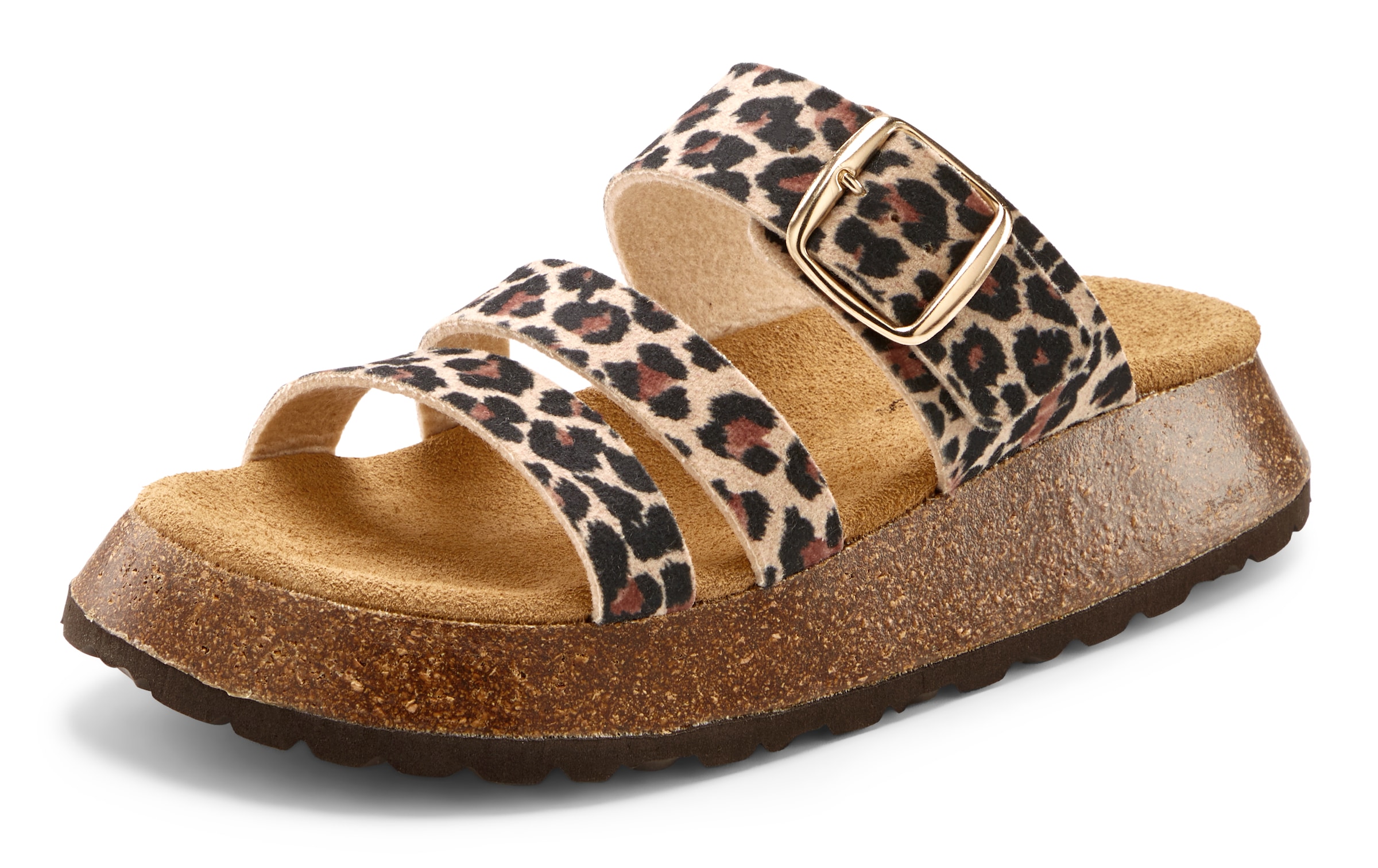 French Connection Pantolette »Mule, Sandale, offener Schuh, Sommerschuhe«  aus Leder mit Korkfussbett und Plateausohle