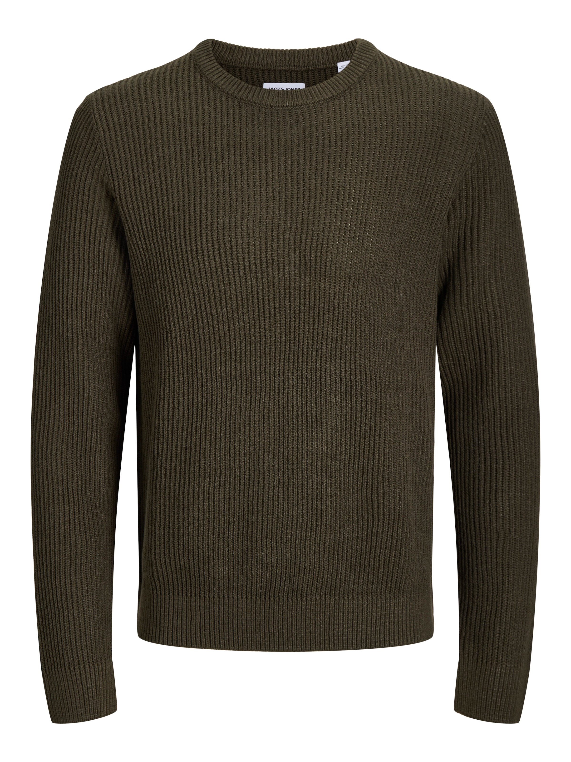 Jack & Jones Pull à col rond »JJPANNEL KNIT CREW NECK AW26« mélange de matériaux, coupe régulière