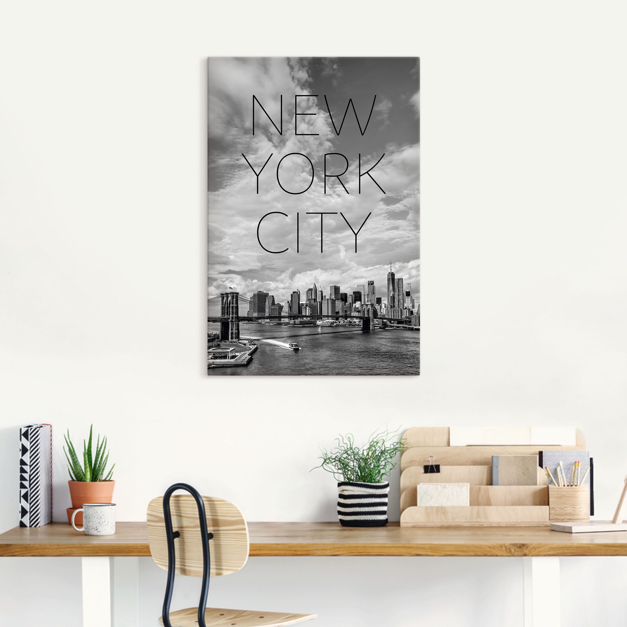 Artland Wandbild »NYC Brooklyn Bridge & Lower Manhattan«, New York, (1 St.), als Alubild, Leinwandbild, Wandaufkleber oder Poster in versch. Grössen