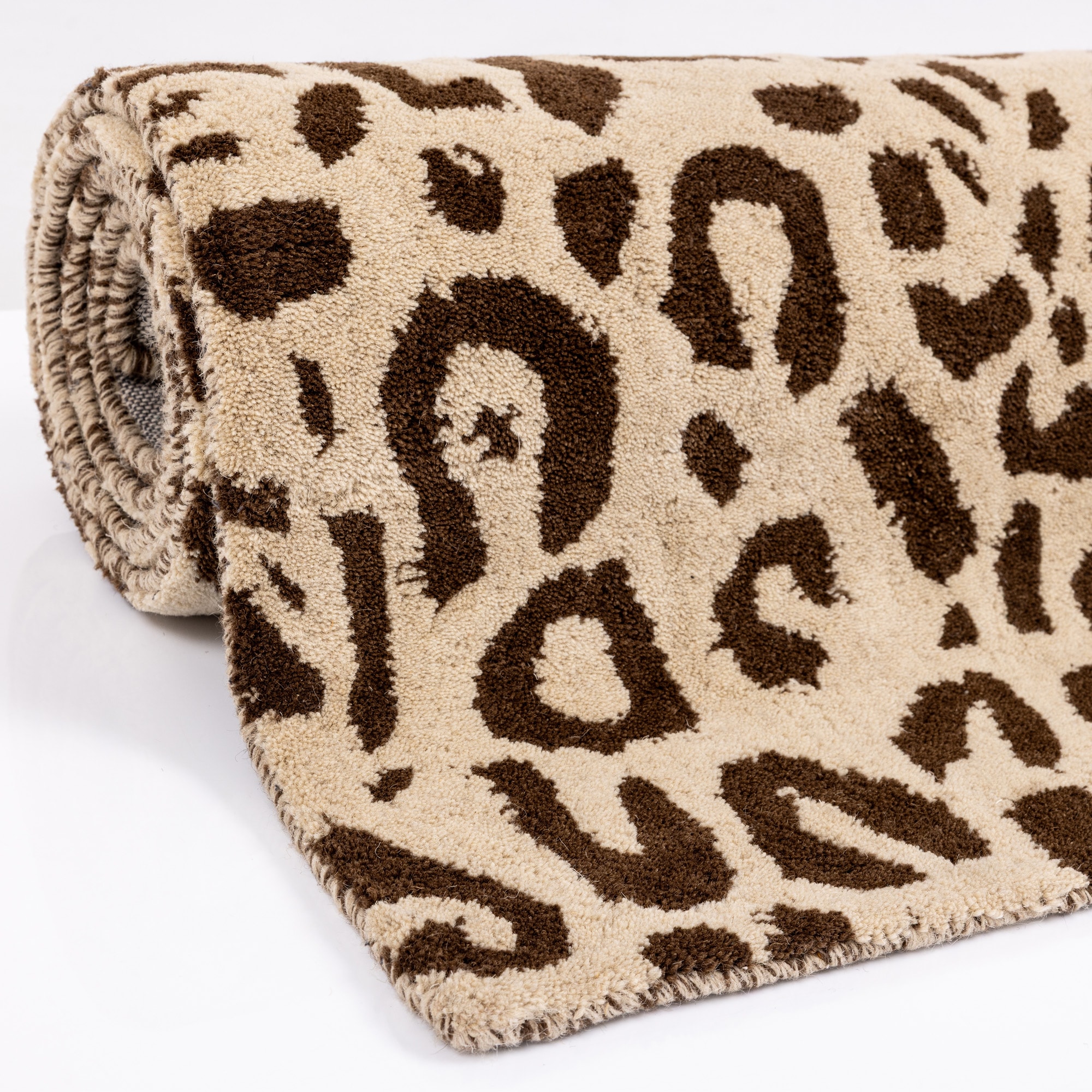 GOODproduct Tapis en laine »Gabbo Leo, Leopardenmuster, handgearbeitet« Rectangulaire 14 mm Höhe reine Wolle, Uni, Wohnzimmer, Schlafzimmer, Esszimmer