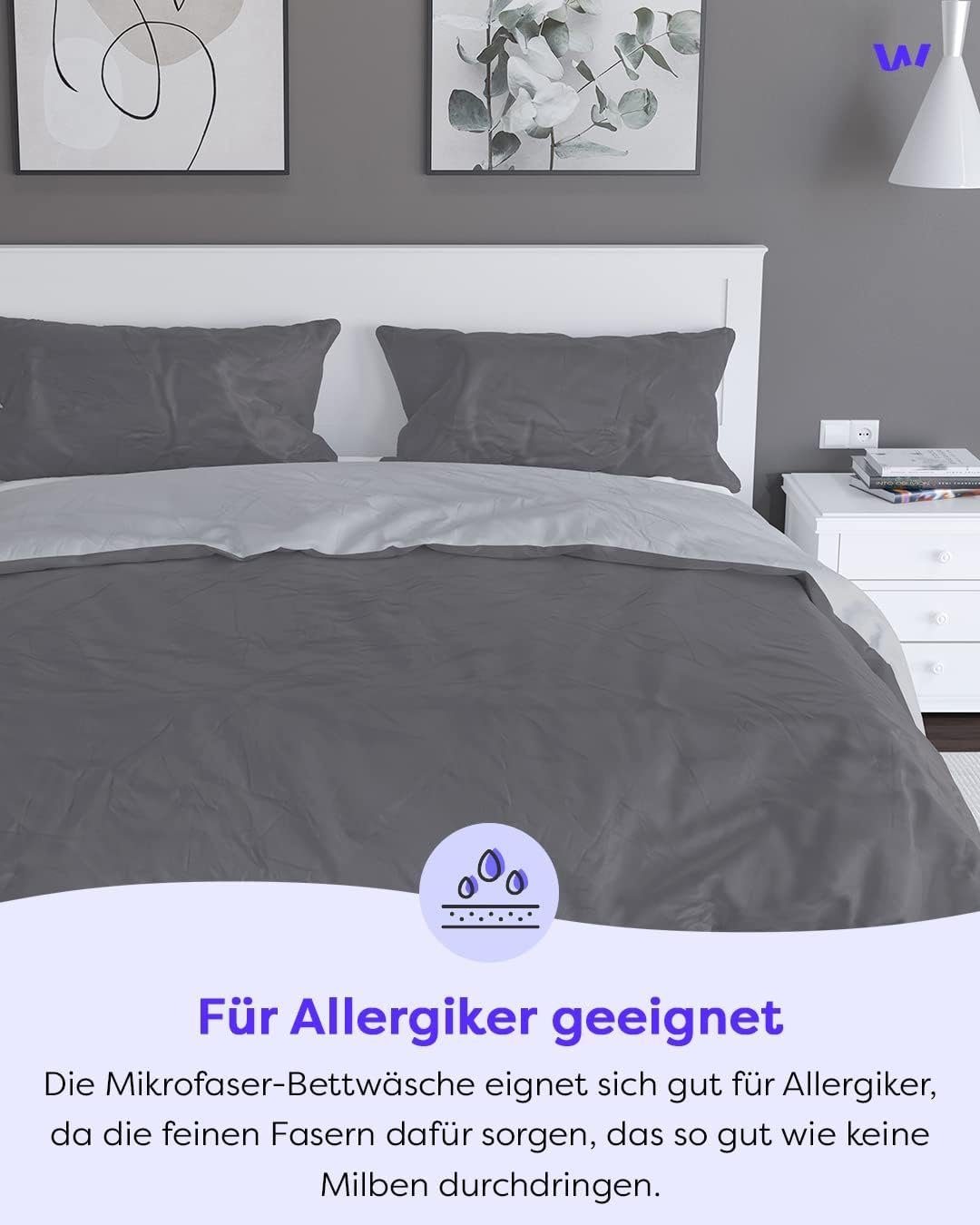 Wolkenfeld Bettwäsche »Allergiker Bettwäsche, unfassbar weich« 2 Stk. tlg. 135x200 cm, 155x220 & Übergrössen I inkl. Kissenbezüge 80x80 I 2-farbig