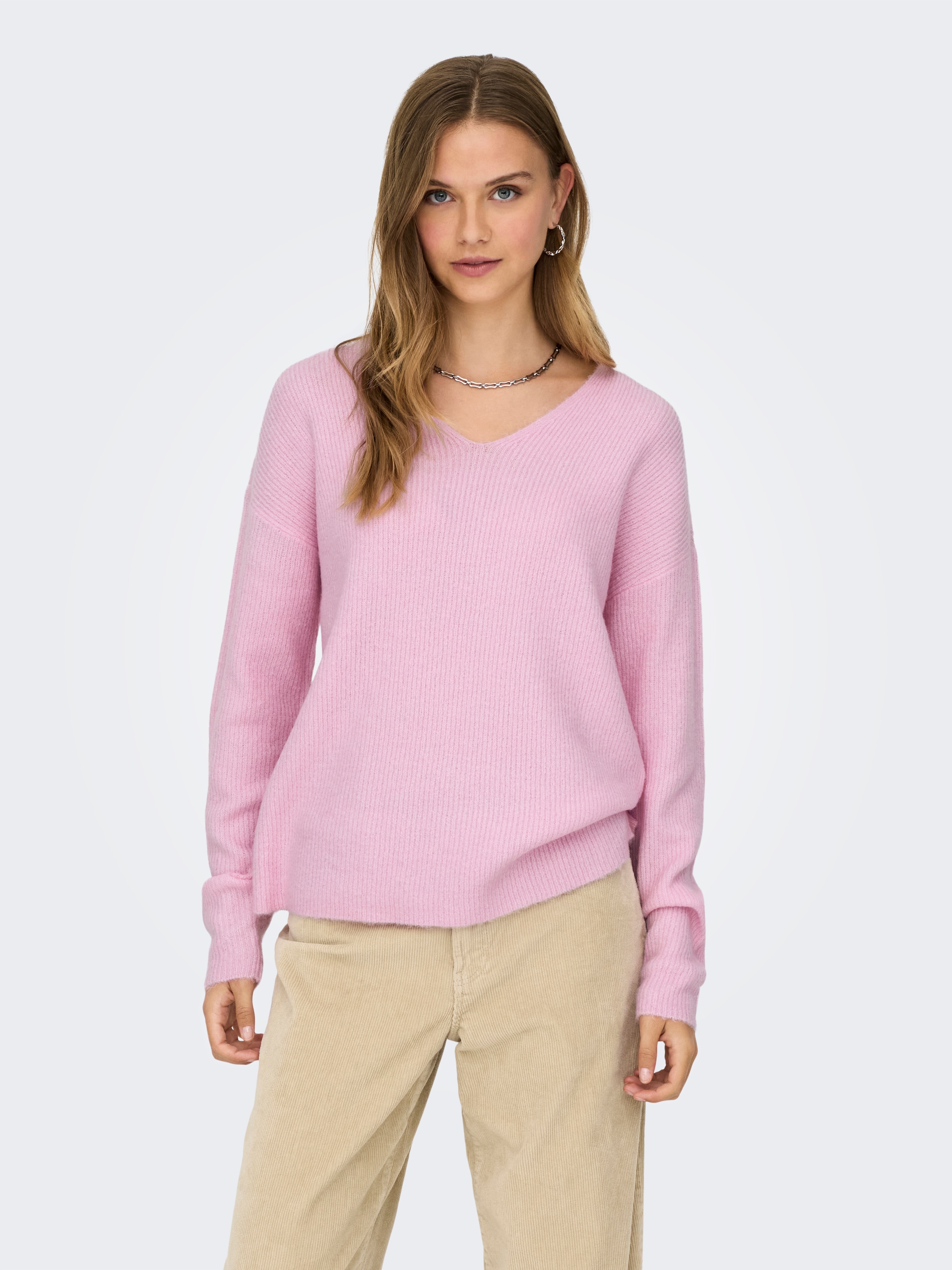 ONLY Pull col V »ONLCAMILLA V-NECK L/S PULLOVER KNT NOOS« Materialmix, regular fit