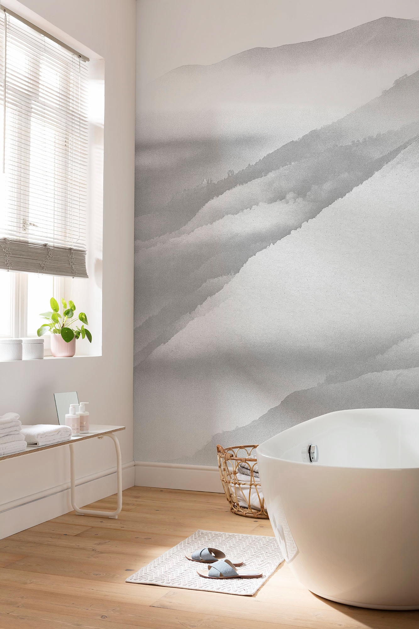 Komar Papier peint intissé »Digitaldruck Vlies -  White Noise Mountain - Grösse 200 x 280 cm« imprimé Wohnzimmer, Schlafzimmer