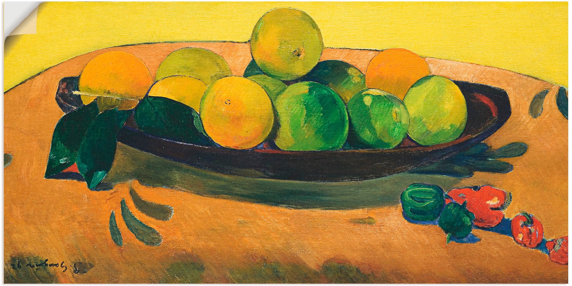 Image of Artland Wandbild »Stillleben mit Früchten und Peperoni«, Arrangements, (1 St.), in vielen Grössen & Produktarten -Leinwandbild, Poster, Wandaufkleber / Wandtattoo auch für Badezimmer geeignet bei Ackermann Versand Schweiz