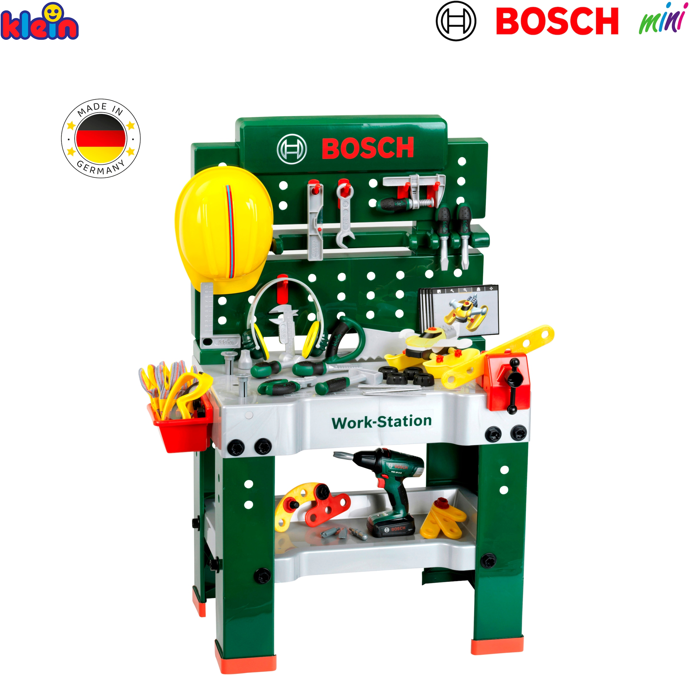 Klein Établi de jeu »BOSCH-Workstation Mega, mit Handwerker Set« mit BOSCH Akkuschrauber; Made in Germany