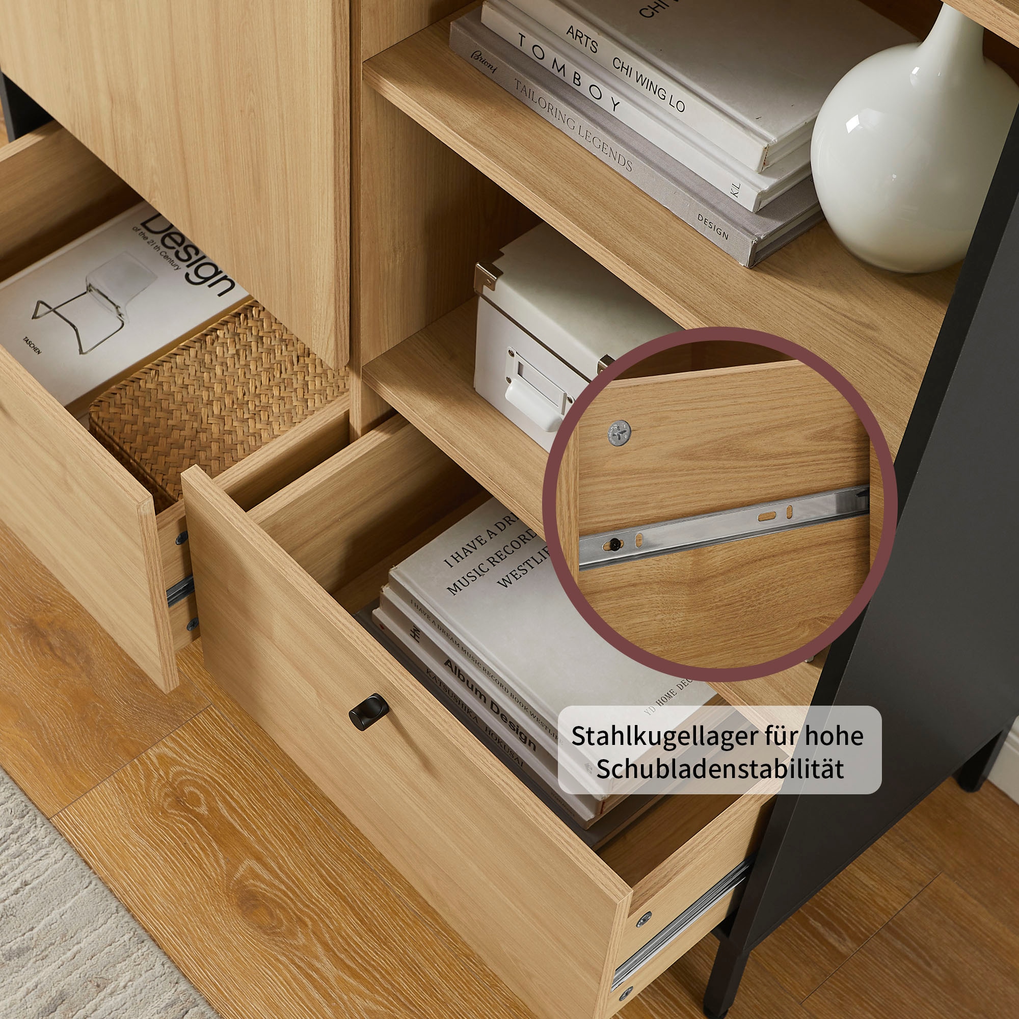 GOODproduct Highboard »Tayler« pflegeleichte Melaminoberfläche, Metallgestell, Breite 100 cm