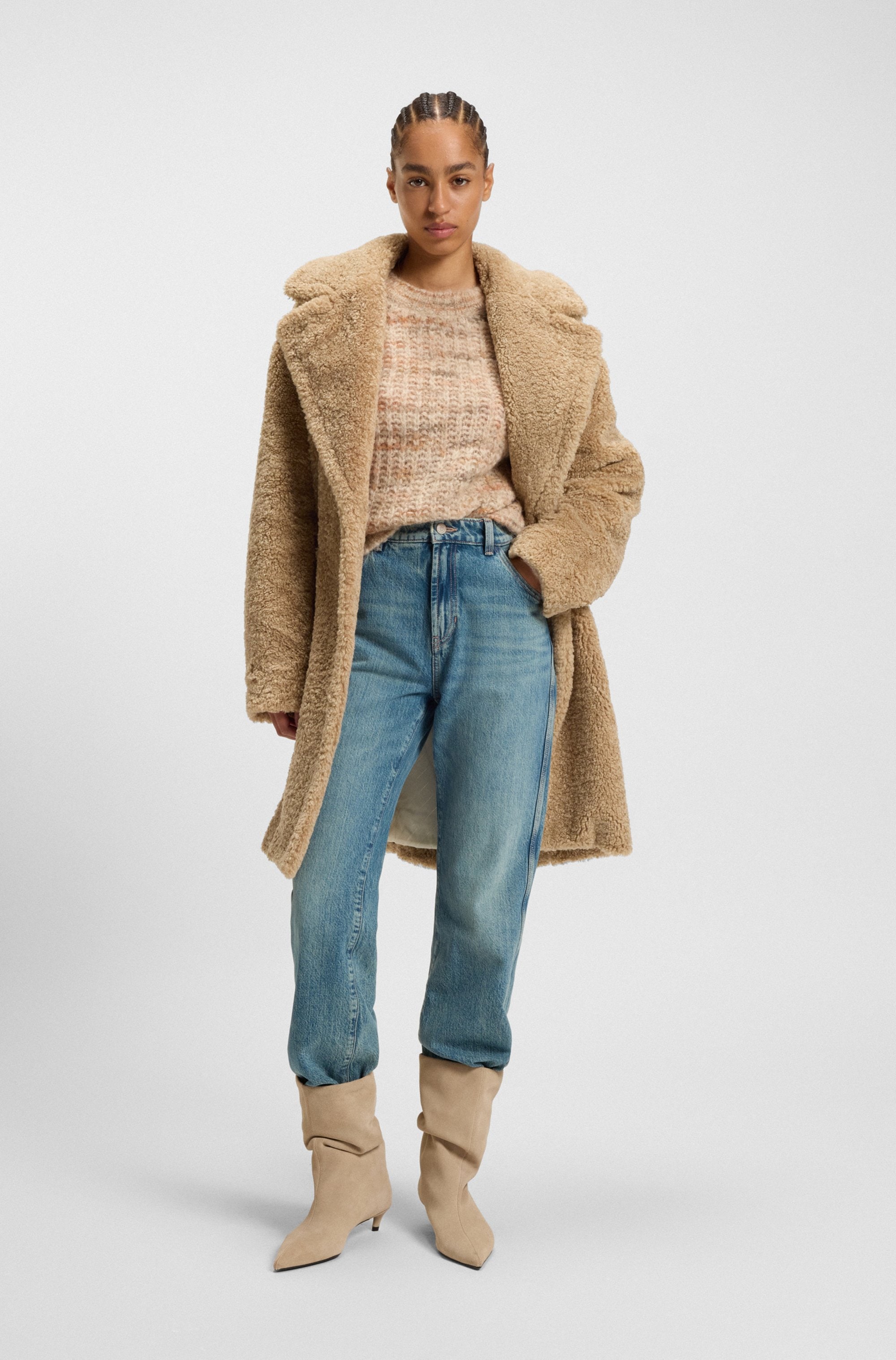 BOSS ORANGE Manteau court »Catedy Premium Damenmode« aus softem Teddy, Relaxed Fit