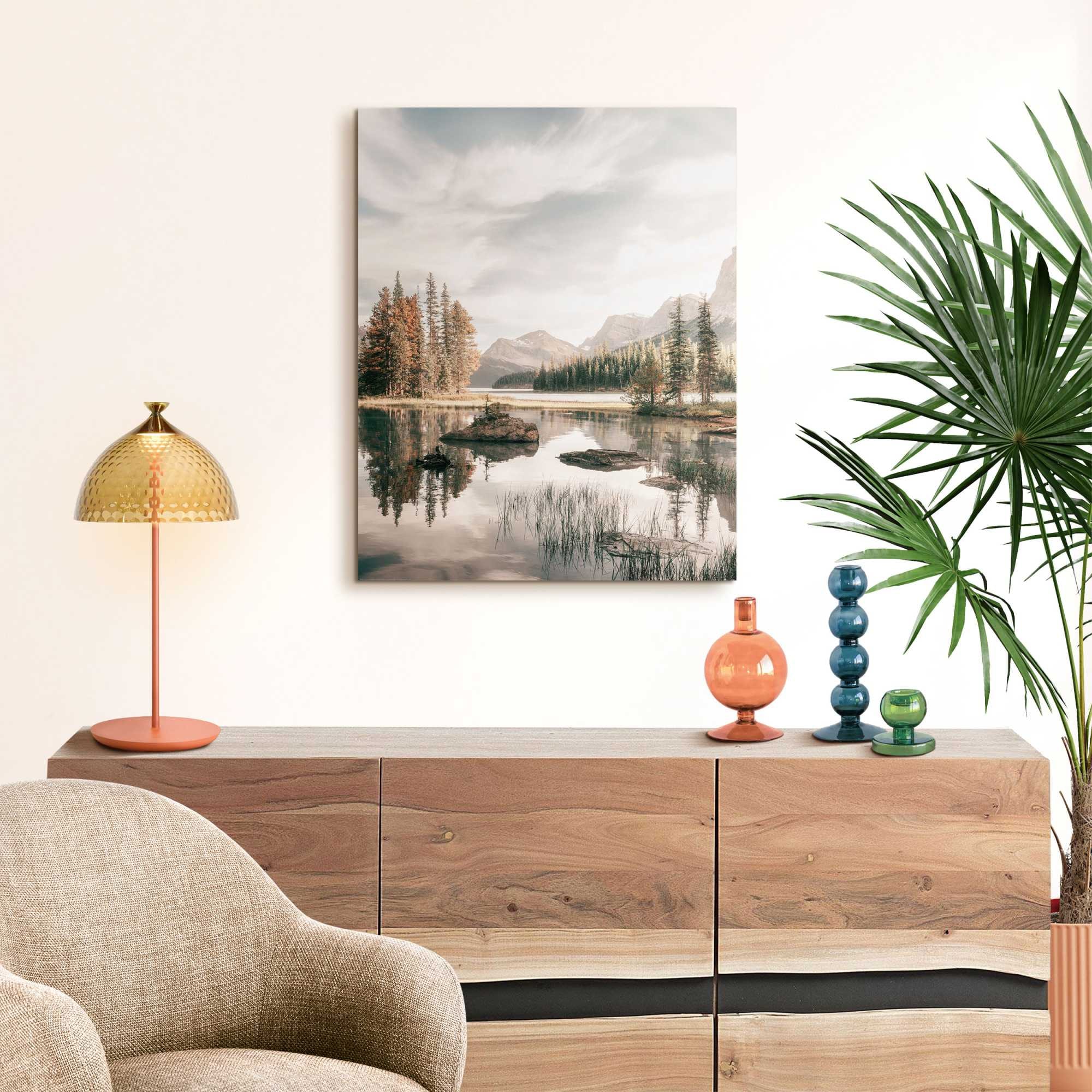 Image of Reinders Deco-Panel "Berge am Wasser" Natur 1 Stk. tlg. Hobbyraum - Grün - MDF - Berge - 60x90 cm