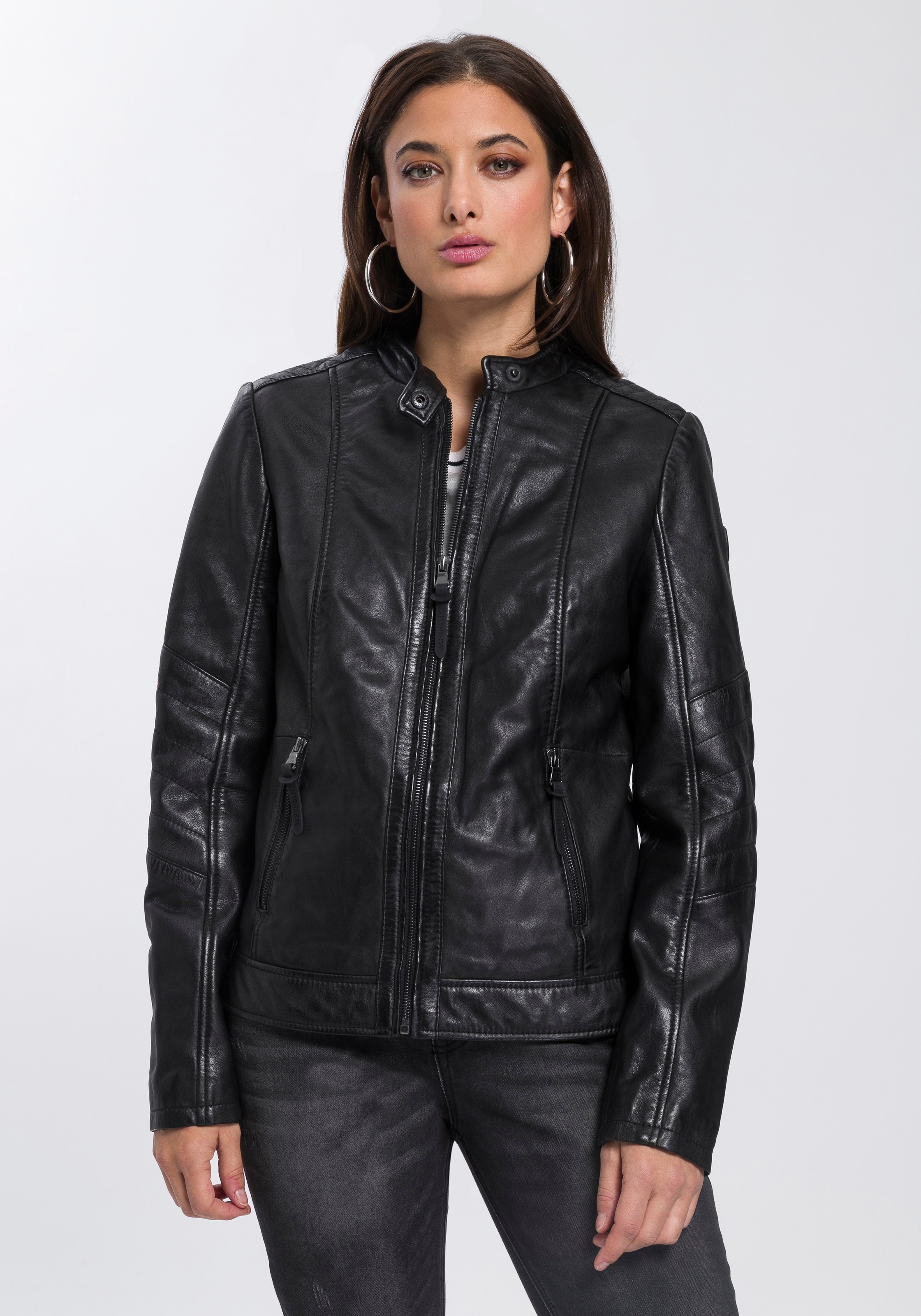 ALPENBLITZ Lederjacke »Hongkong«, ohne Kapuze, im klassischen Biker-Look mit Riegel am... kaufen