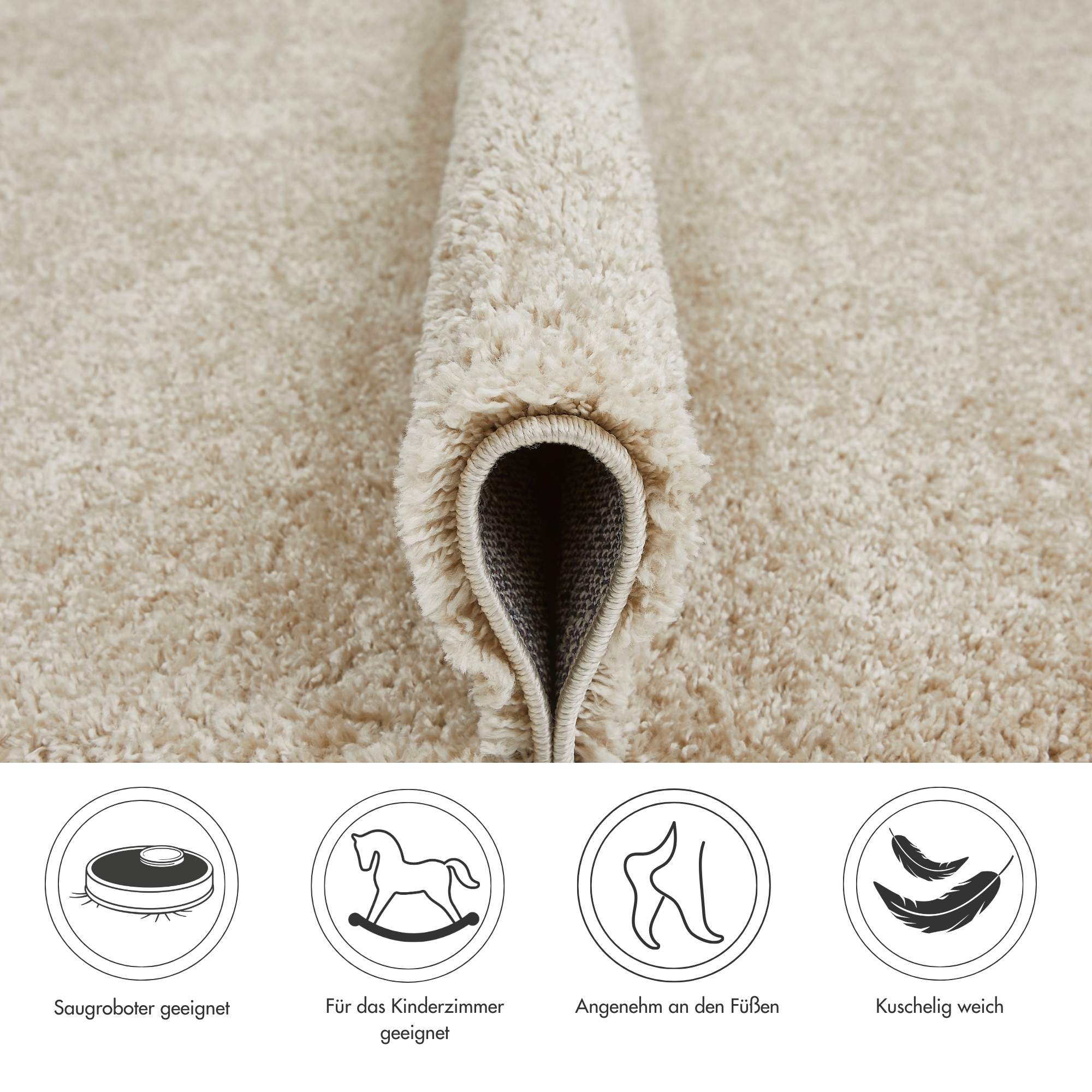 GOODproduct Hochflor-Teppich »Canberra« rechteckig 40 mm Höhe Uni Farben, weich & kuschelig, Wohnzimmer, Schlafzimmer