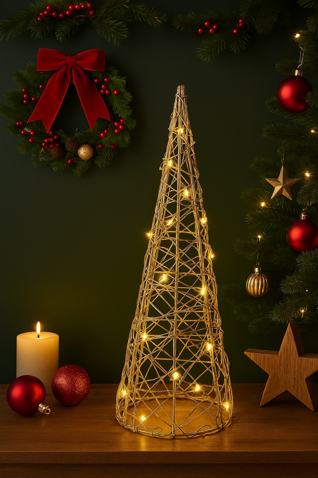 I.GE.A. Figurine décorative LED »LED-Pyramide« Figurine déco pyramide de Noël décoration de Noël sapin de Noël