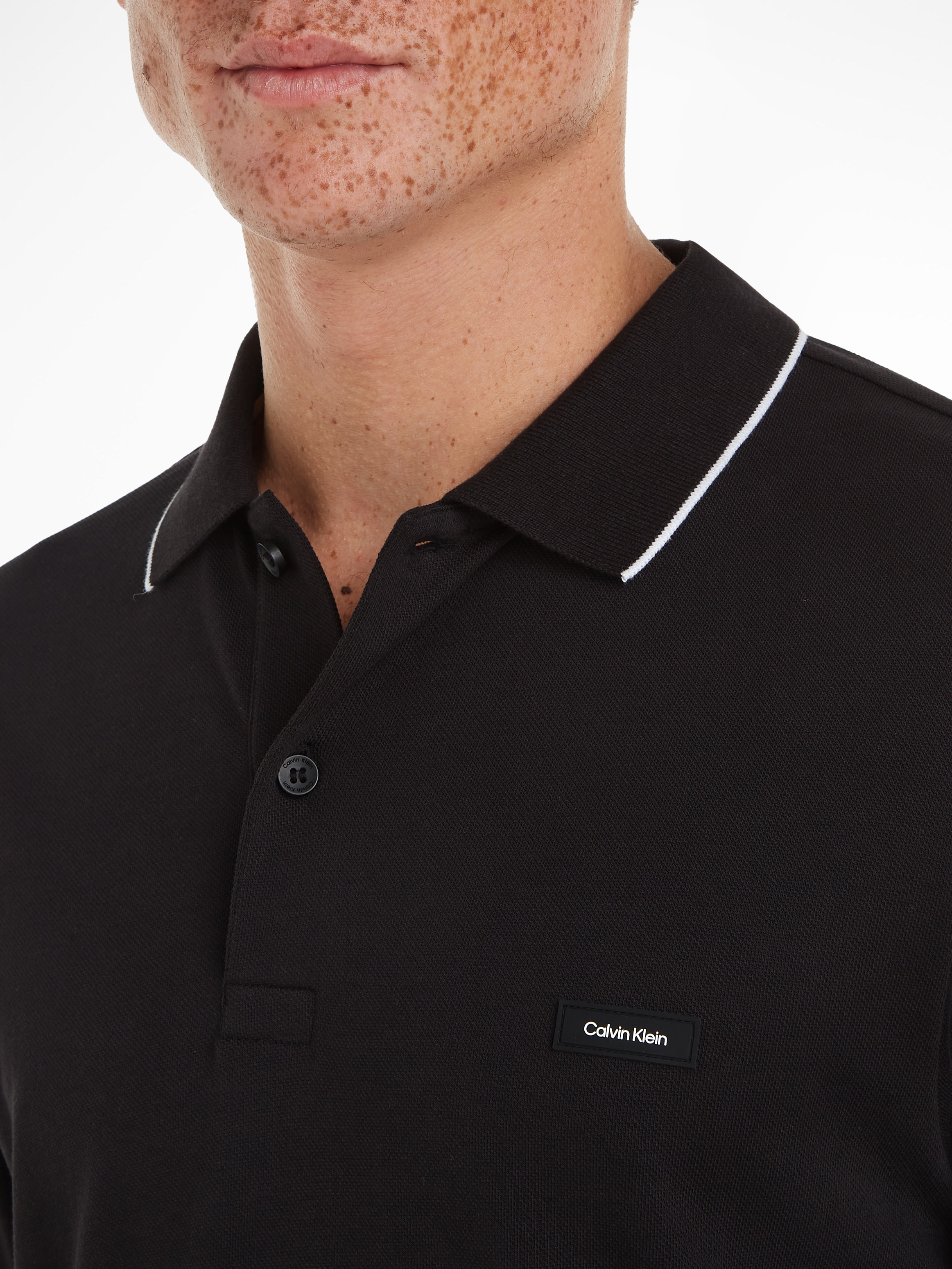 Calvin Klein Poloshirt »STRETCH PIQUE TIPPING LS POLO«