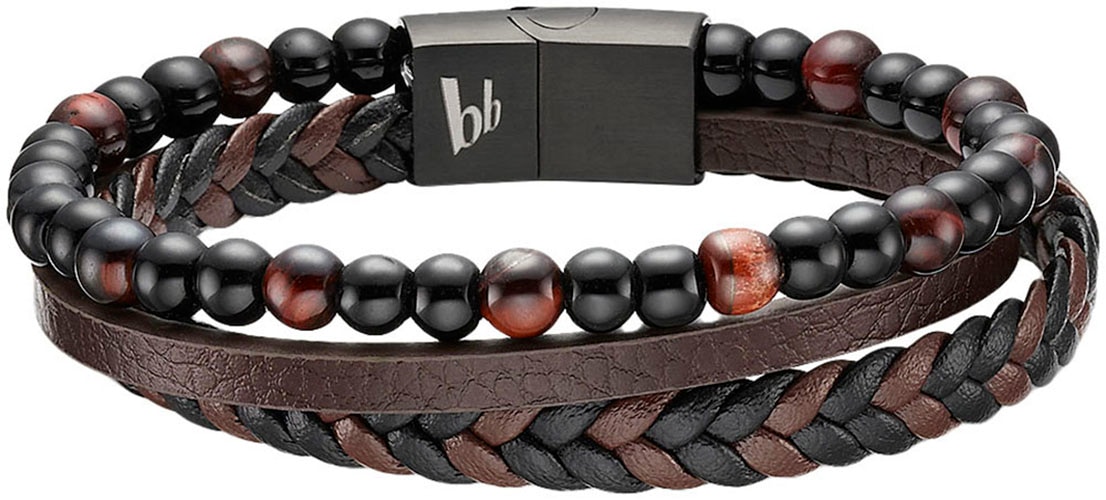 Bruno Banani Lederarmband »Schmuck Geschenk Armband, B4096B/20/00/21«, mit Tigerauge (synth.)