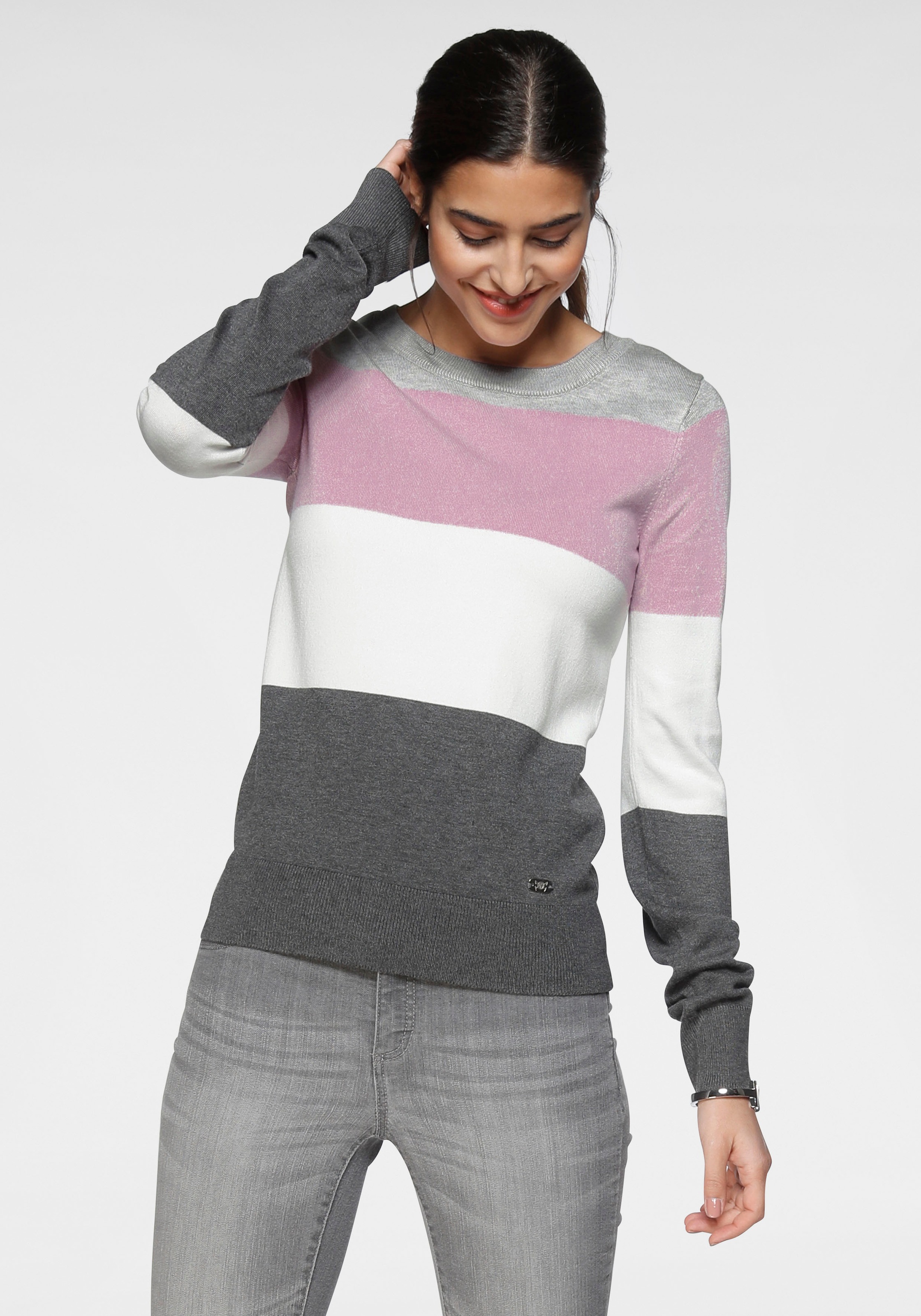 Image of TOM TAILOR Polo Team Streifenpullover, in Colorblocking Optik bei Ackermann Versand Schweiz