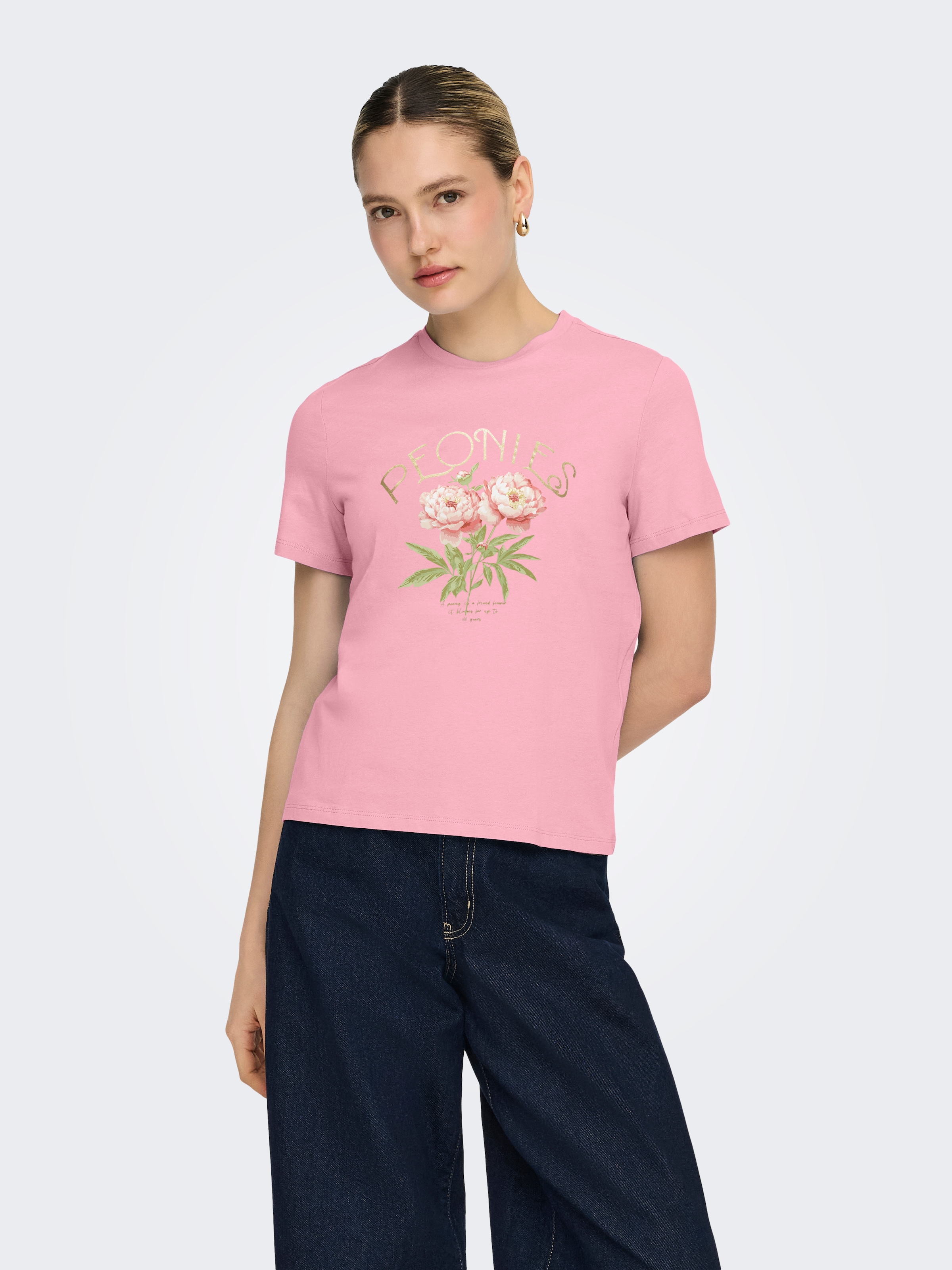 ONLY T-shirt à manches courtes »ONLAMBERDINE S/S PRINT TOP BOX JRS« Baumwolle, regular fit, Rundhals