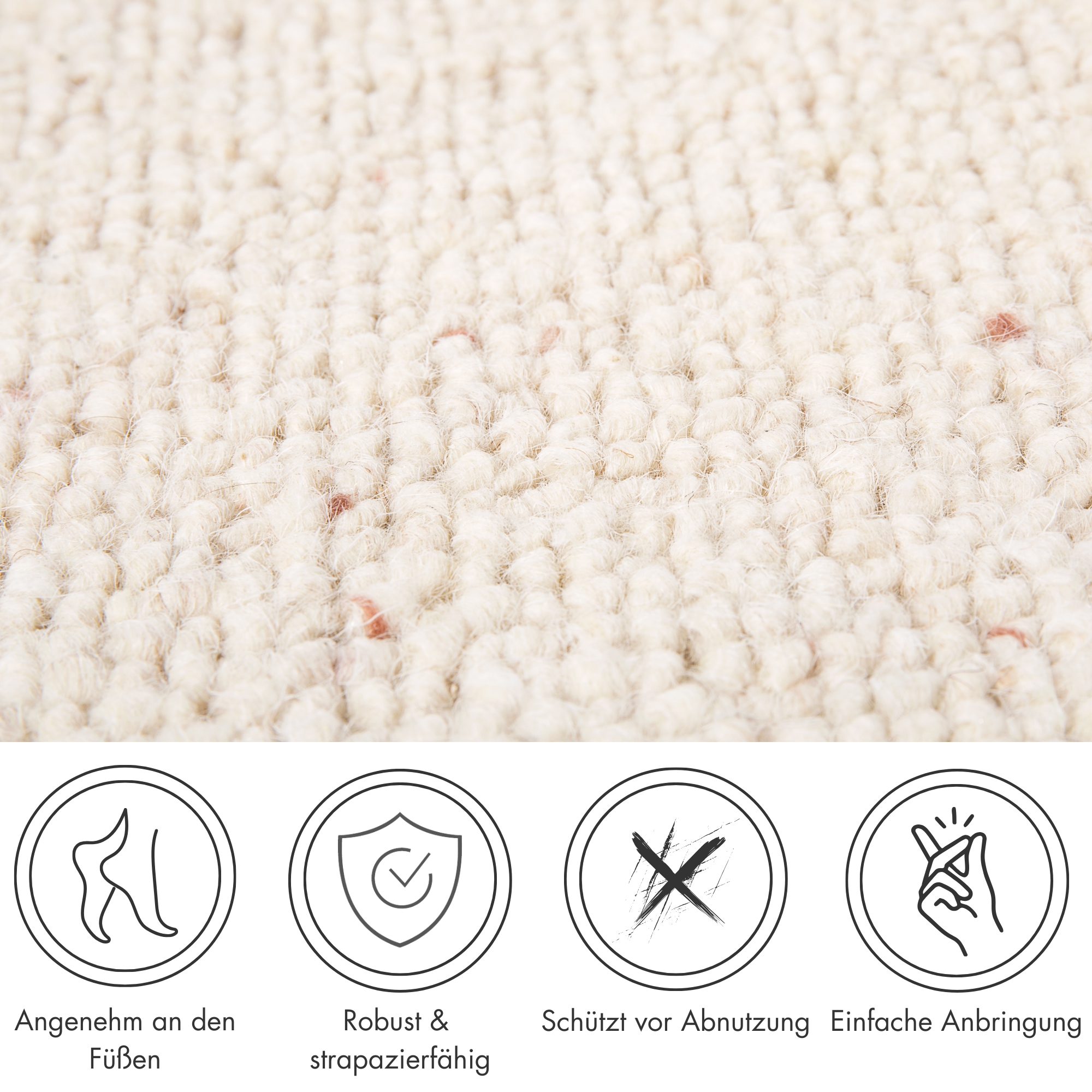 Andiamo Tapis de marche »Sheffield, Made in Poland« Demi-rond 5 mm Höhe melierte Berber-Optik, selbstklebend, Set mit 2 Stück oder 15 Stück