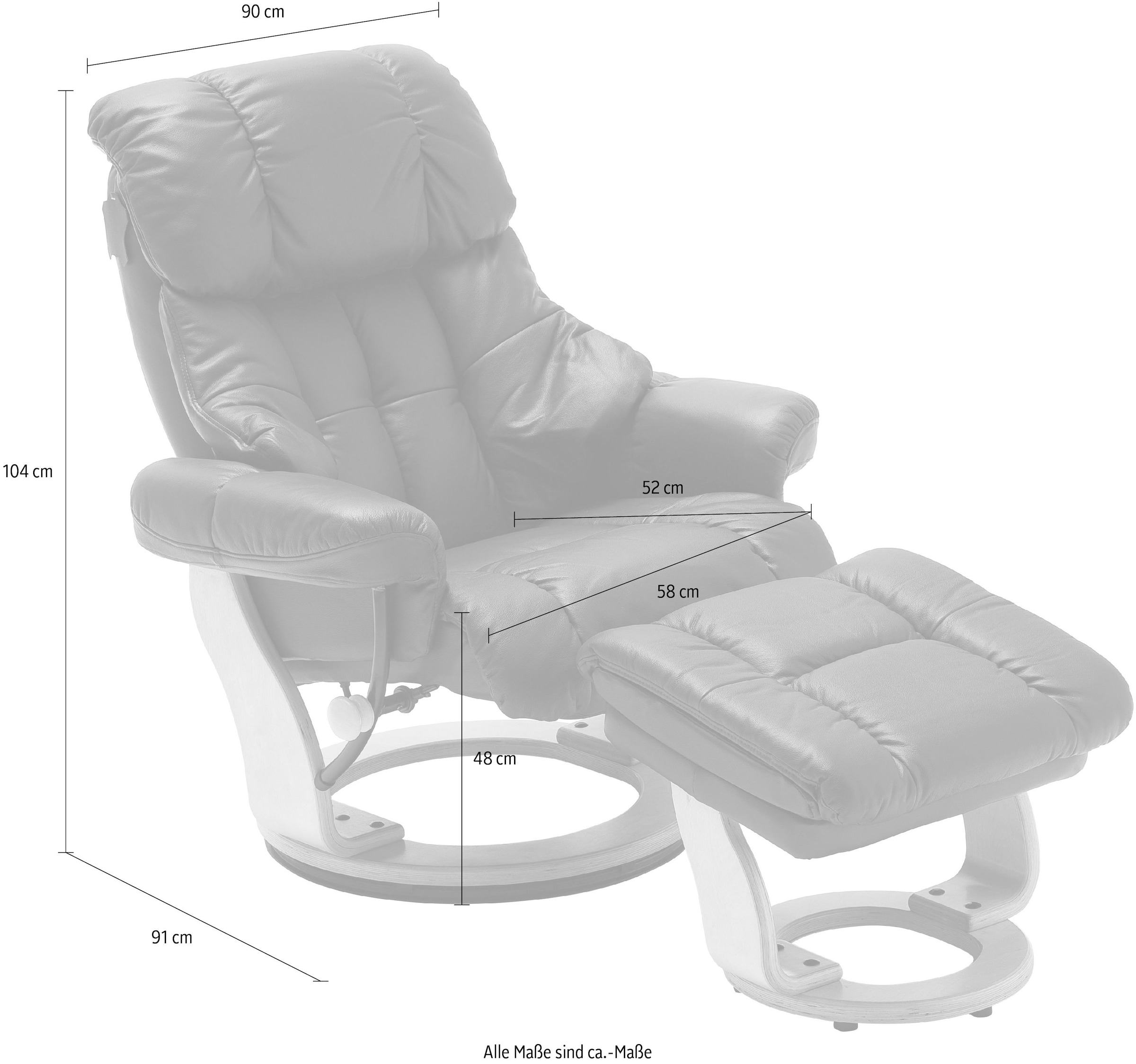 MCA furniture Relaxsessel »Calgary«, Fernsehsessel 360°drehbar inkl. Hocker mit Lederbezug