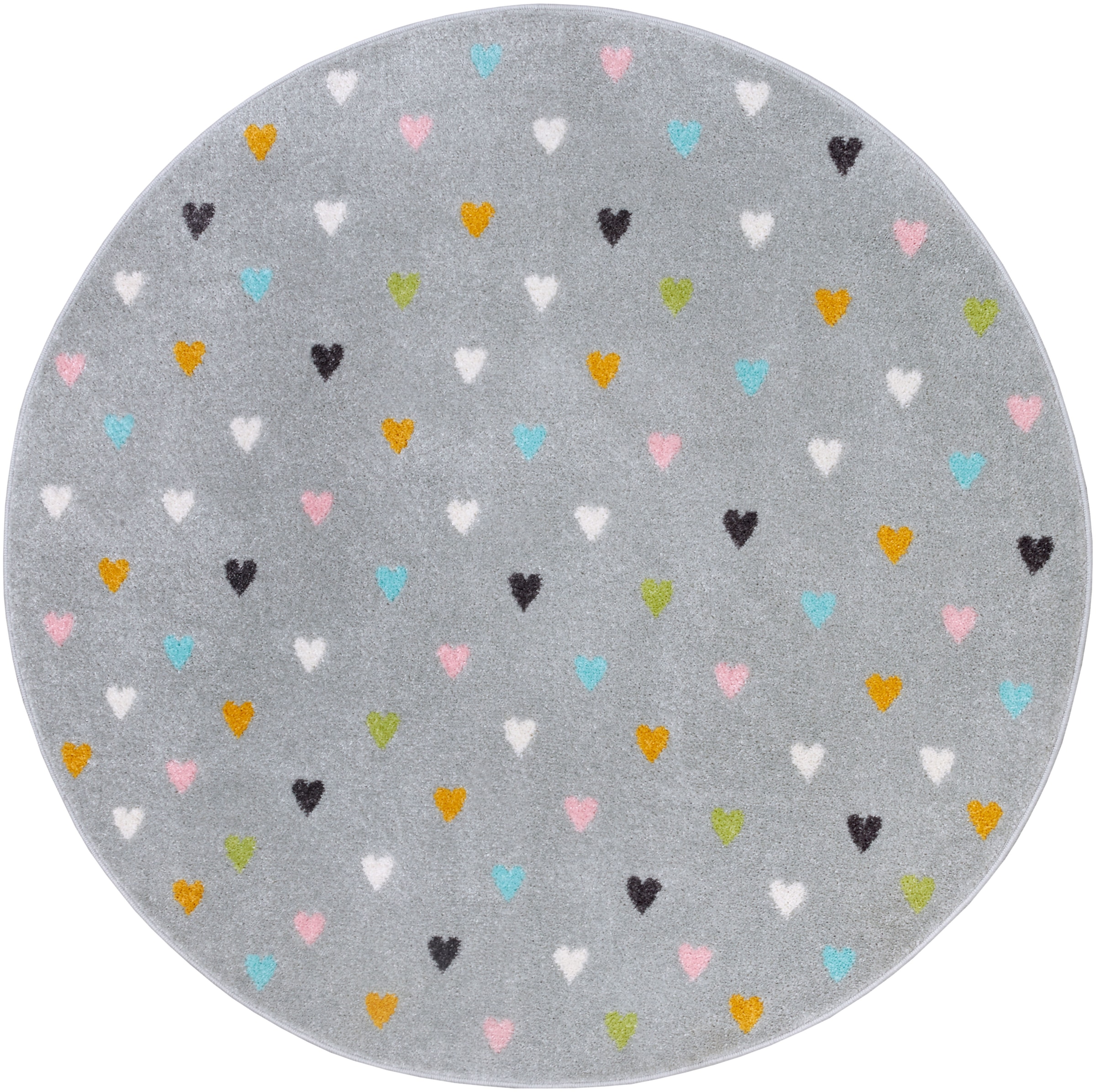 Image of HANSE Home Kinderteppich "Adventures Little Hearts" rund 7 mm Höhe Spielteppich, fest, Kinderzimmer, Kurzflor, Spielunterlage