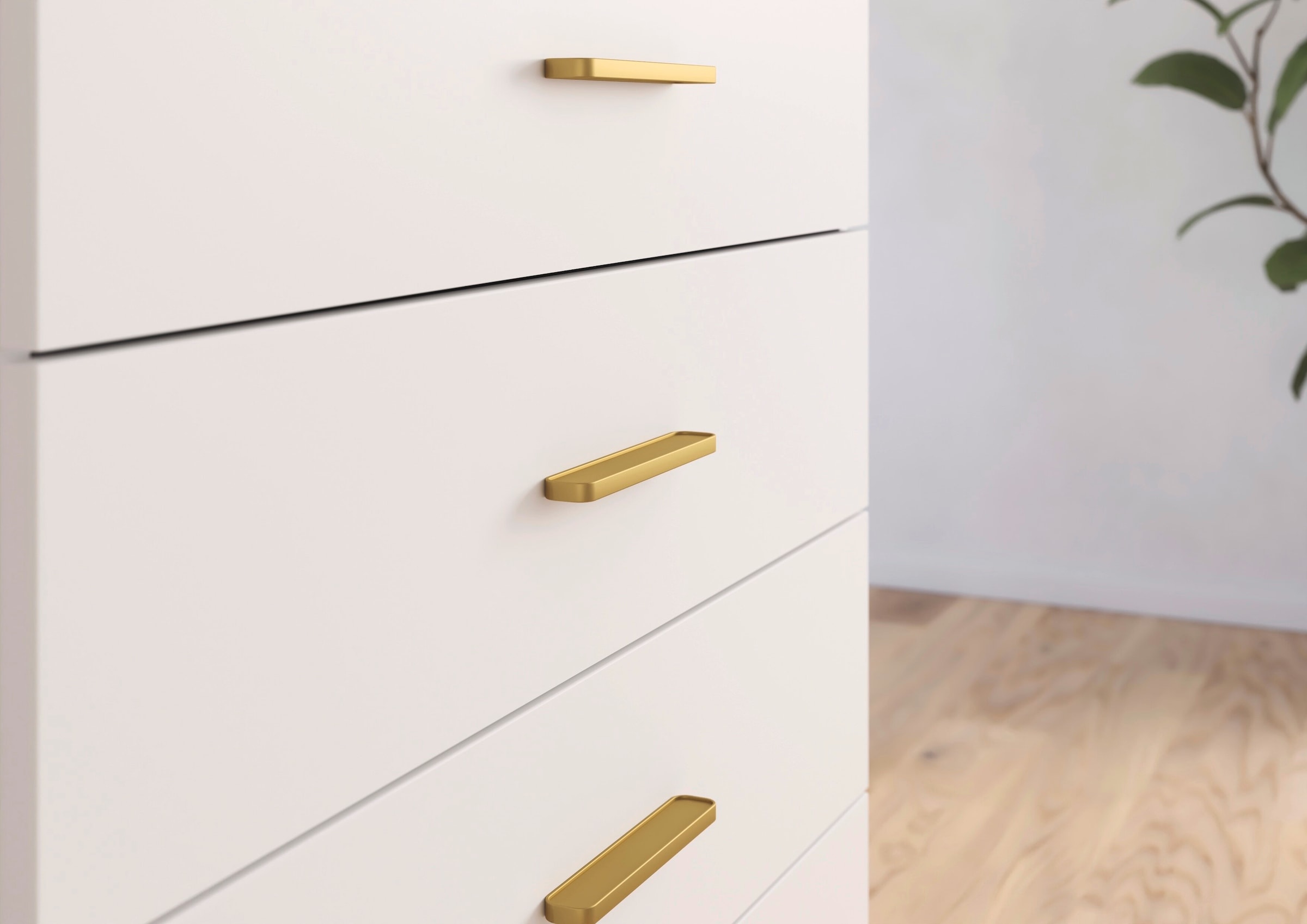 GOODproduct Kombikommode »Sideboard Schubkommode Kommode SCHNELLMONTAGESYSTEM ZELLARA« 2-türig 4 geräumige Schubladen, Griffe Gold aus Metall MADE IN GERMANY