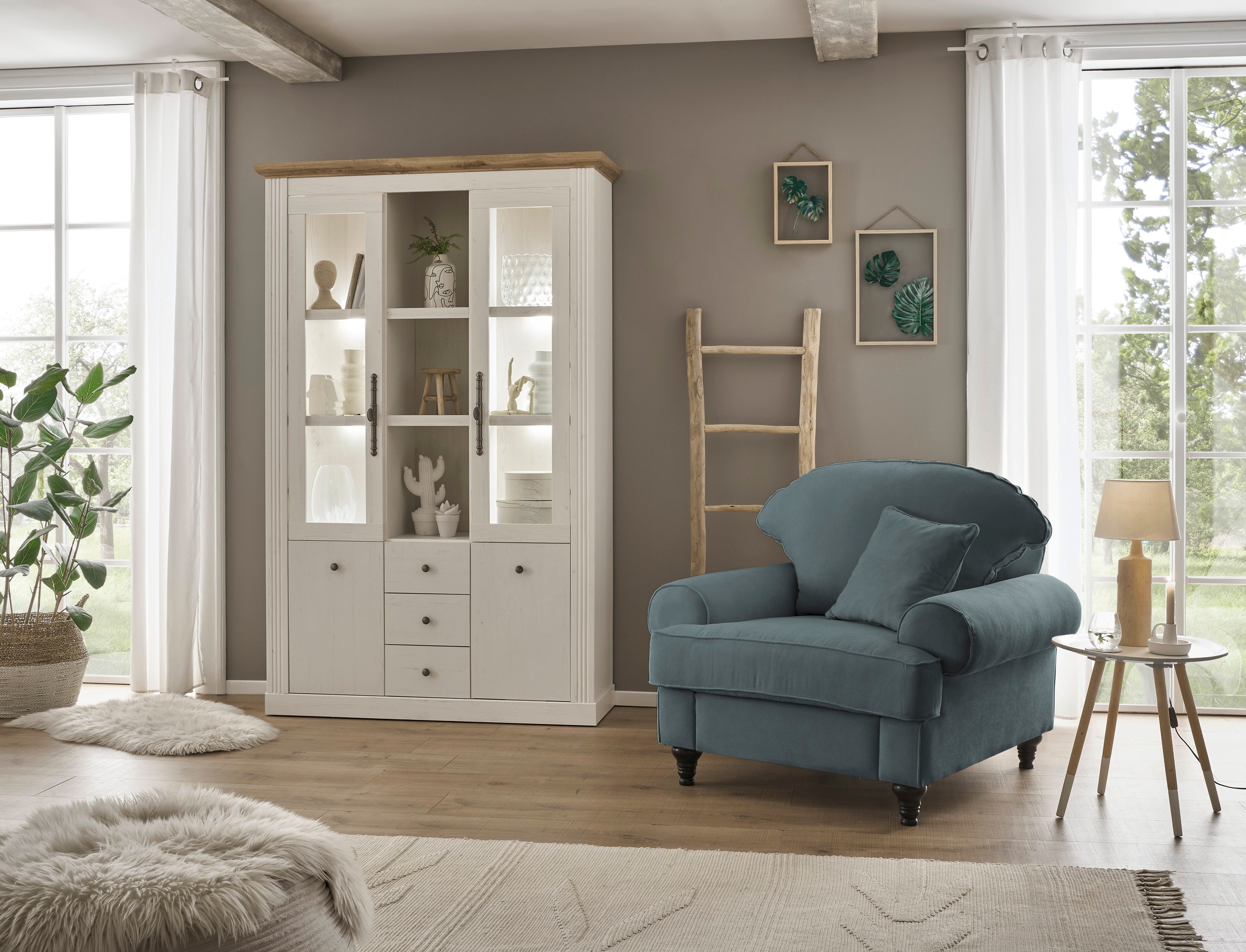 GOODproduct Fauteuil »Westminster mit hochwertigem Microfaserbezug, in 5 Farben verfügbar« rembourrage à ressorts, pied tourné, coussin décoratif inclus