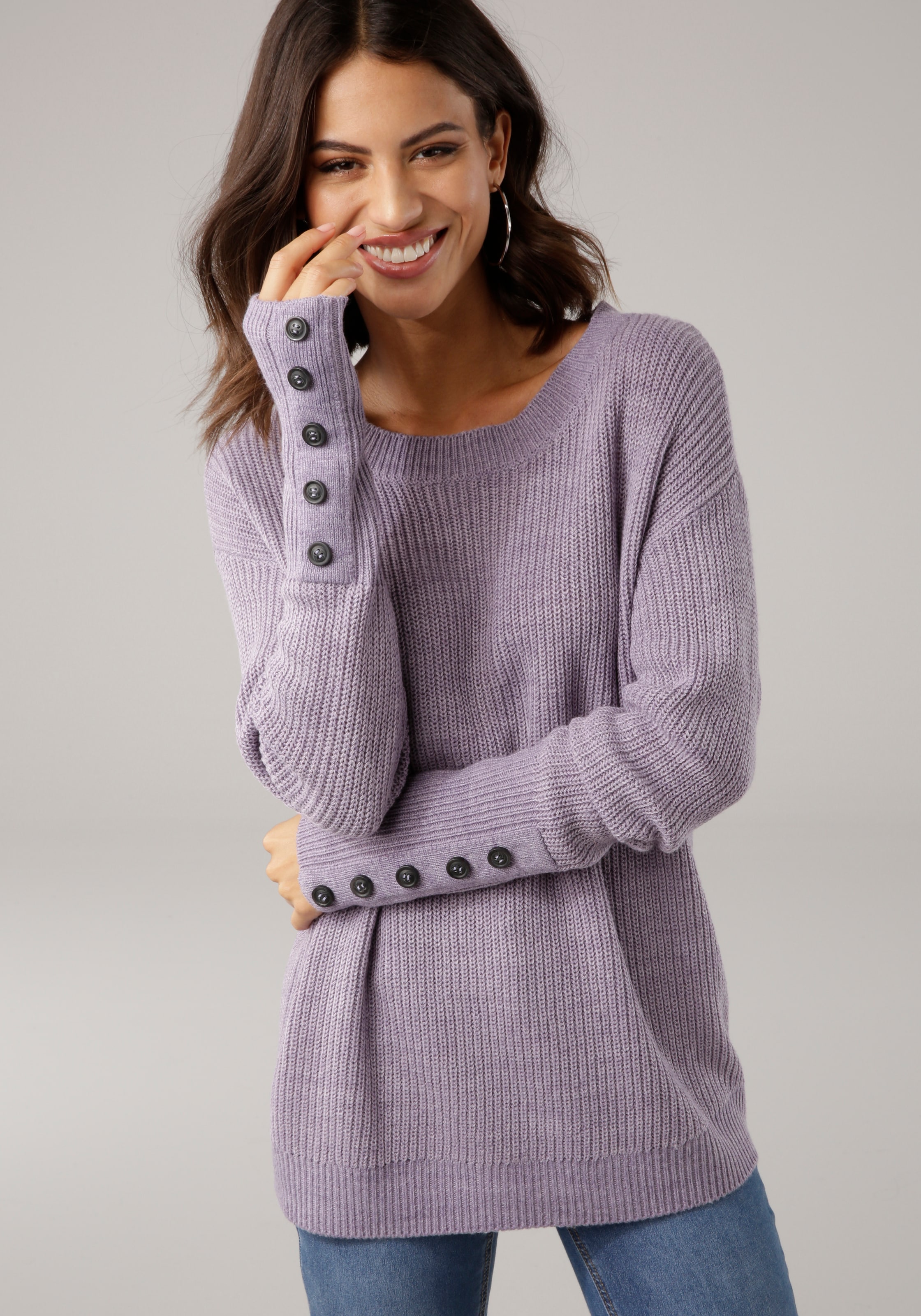 Image of Laura Scott Strickpullover Übergangspullover aus Grobstrick, mit Zierknöpfen