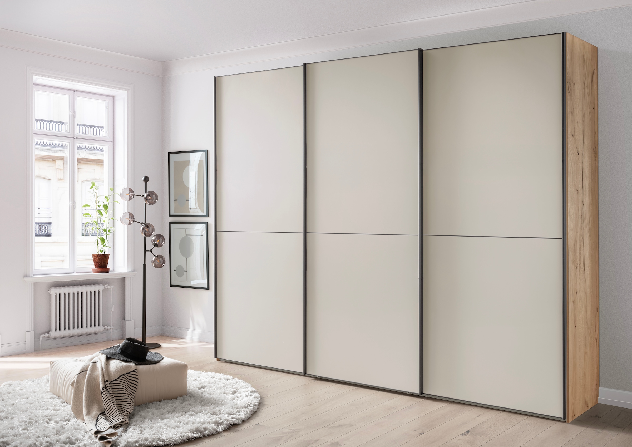 WIEMANN Schwebetürenschrank »Phoenix, Made in Germany, modernes Design, Highlight, Blickfang« Viele Farbkombinationen, in 4 Breiten und in 2 Höhen erhältlich,  maximaler Staurraum, inkl.Einlegeböden, Wäscheböden u. Dämpfer