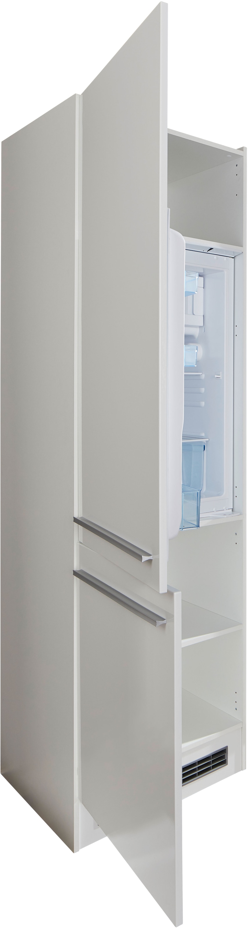 BASIC by Balculina Armoire réfrigérée encastrable »Jazz 60er Kühlumbauschrank, Küchenschrank BxHxT 60x211x57 cm« 1 cuis tlg. armoire de conversion réfrigérée avec 2 portes et 3 étagères