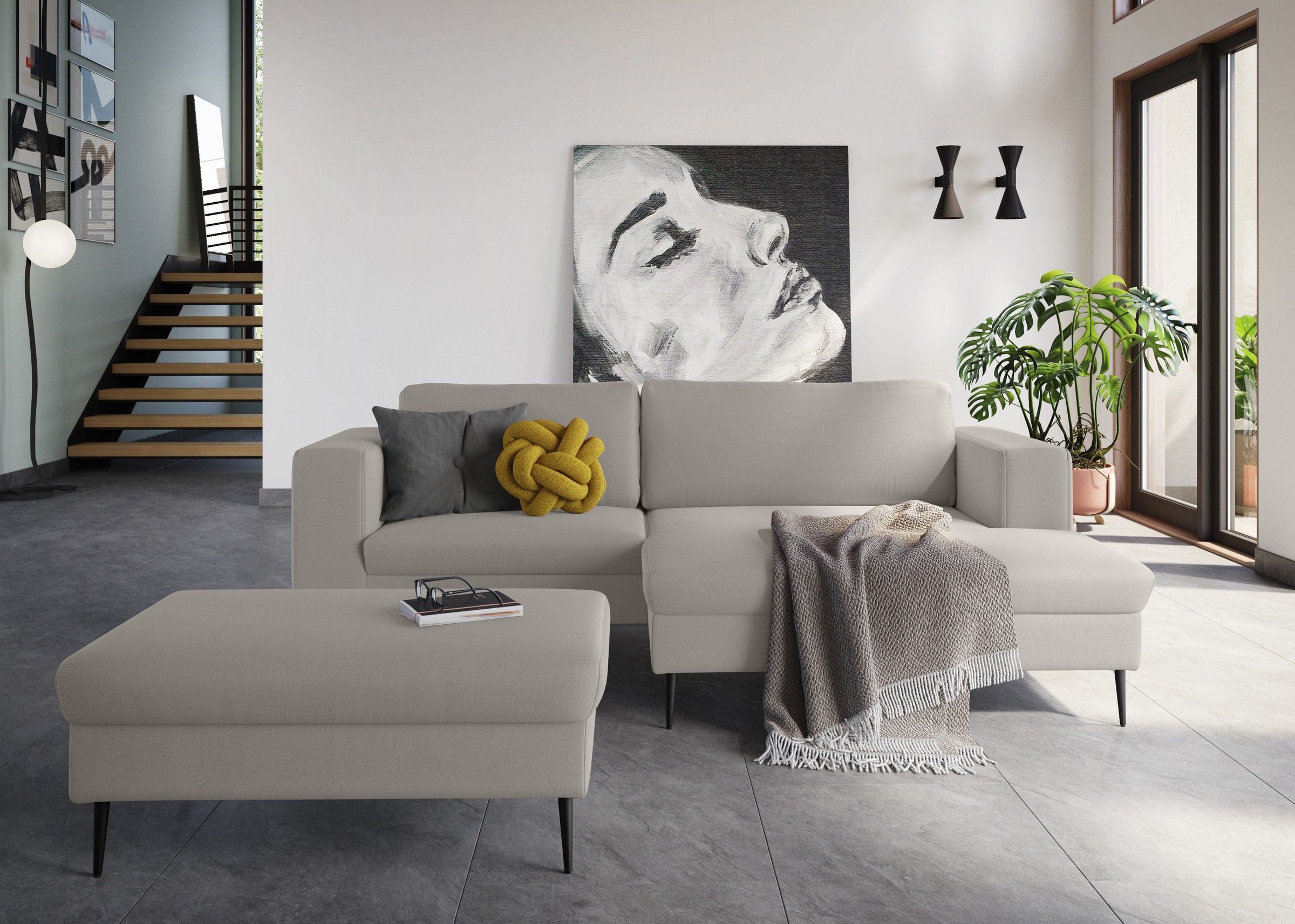 DOMO collection Ecksofa »Modica L-Form«, moderne Optik mit grosszügiger RecamiÃ¨re, auch in Cord