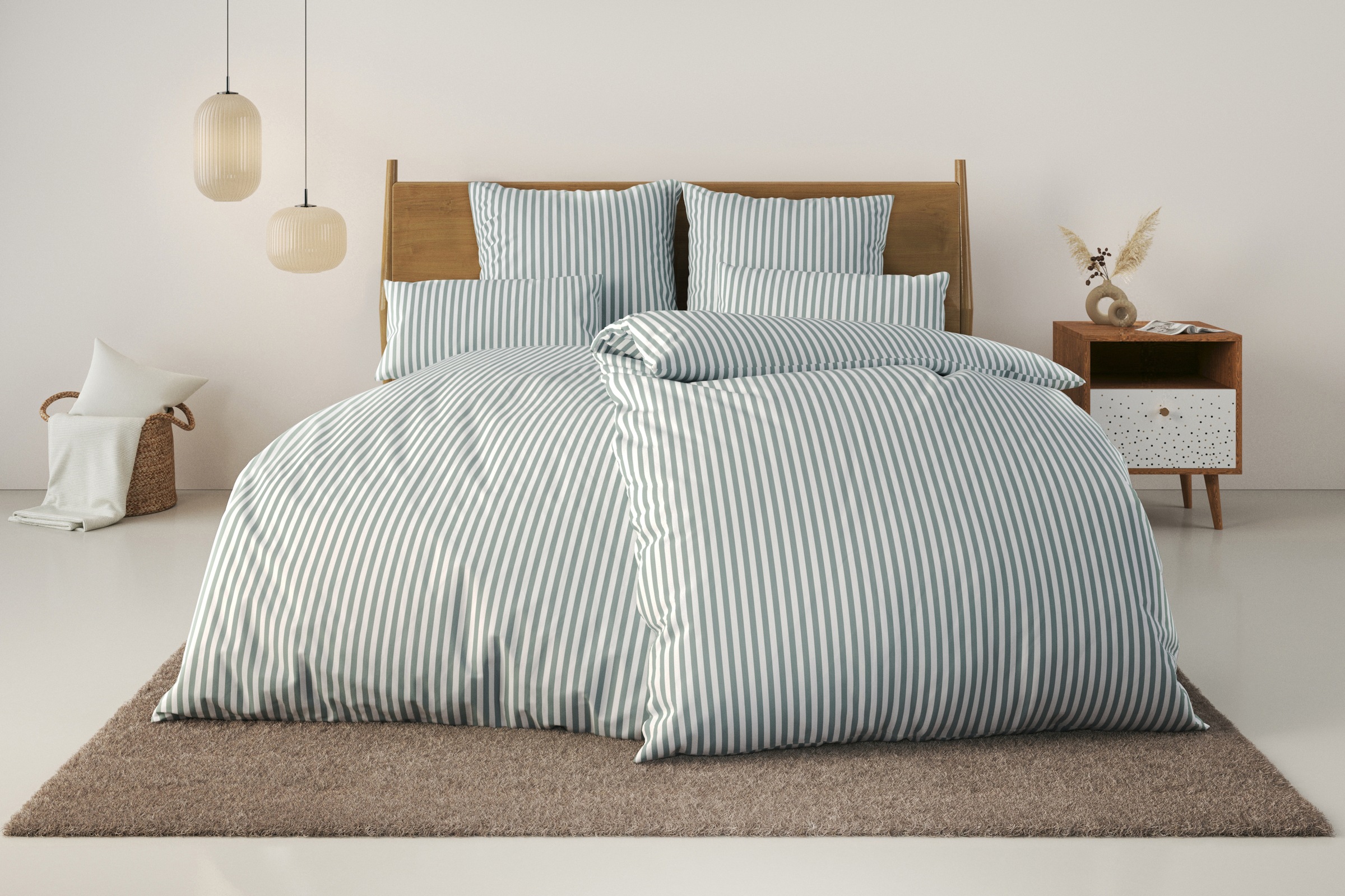 Image of LeGer Home by Lena Gercke Bettwäsche "Linnea" 3 Stk. aus 100% Baumwolle, Streifendesign