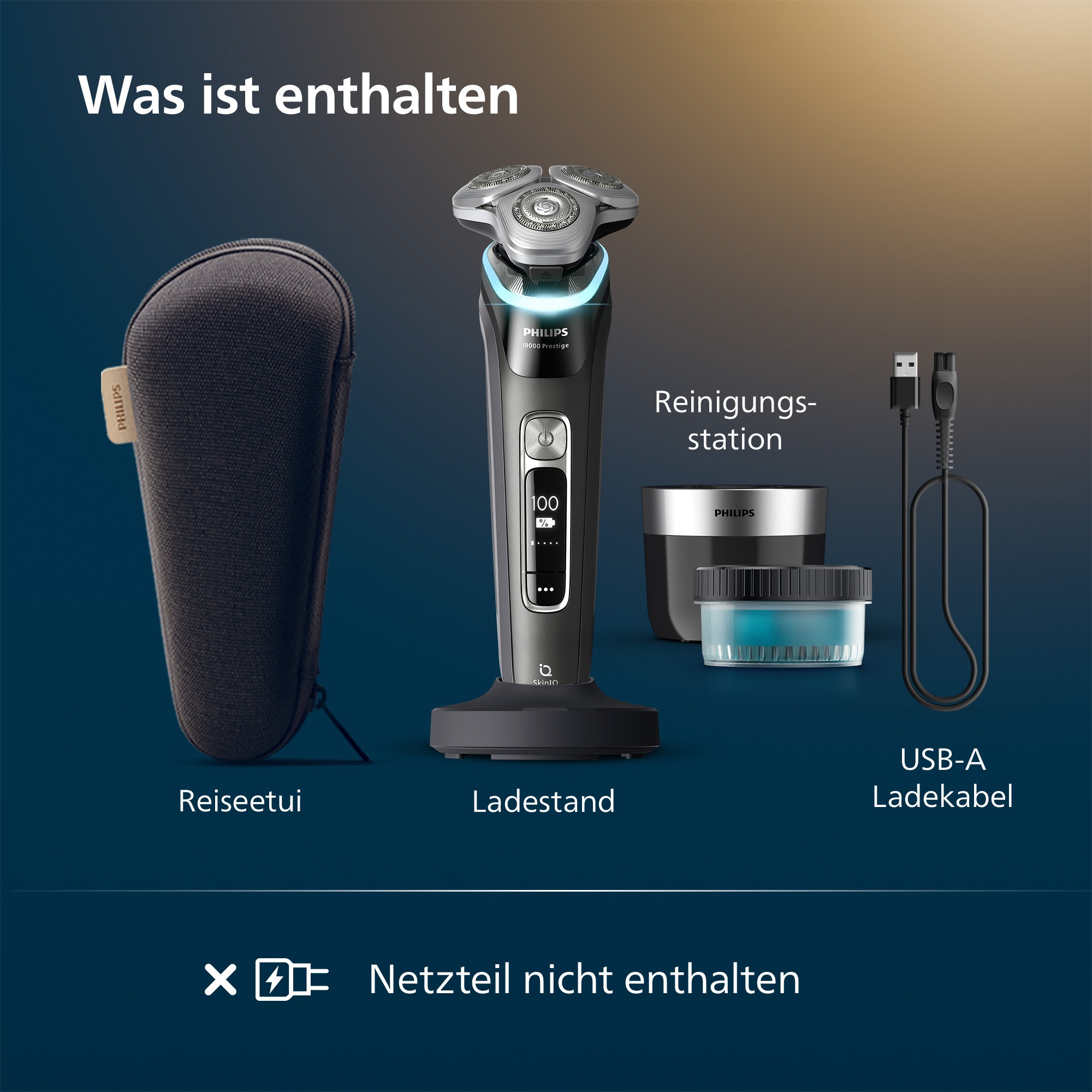 Philips Elektrorasierer »Series i9000 Prestige XP9200/30« integrierter Präzisionstrimmer mit SkinIQ Technologie, inkl. Ladestand, Reiseetui