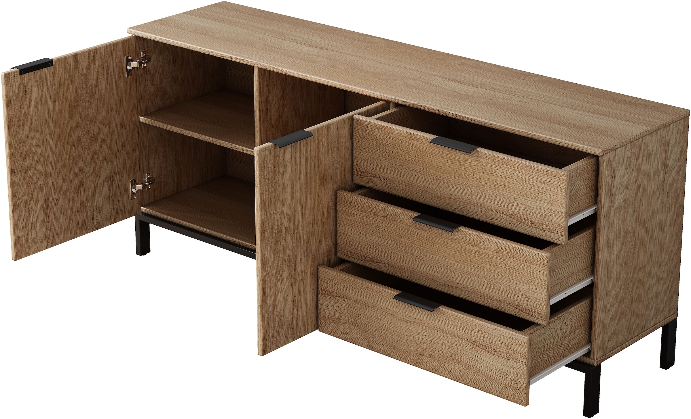 GOODproduct Sideboard »Jorinde« Melaminoberfläche, flexibler Stauraum und robustes Metallgestell