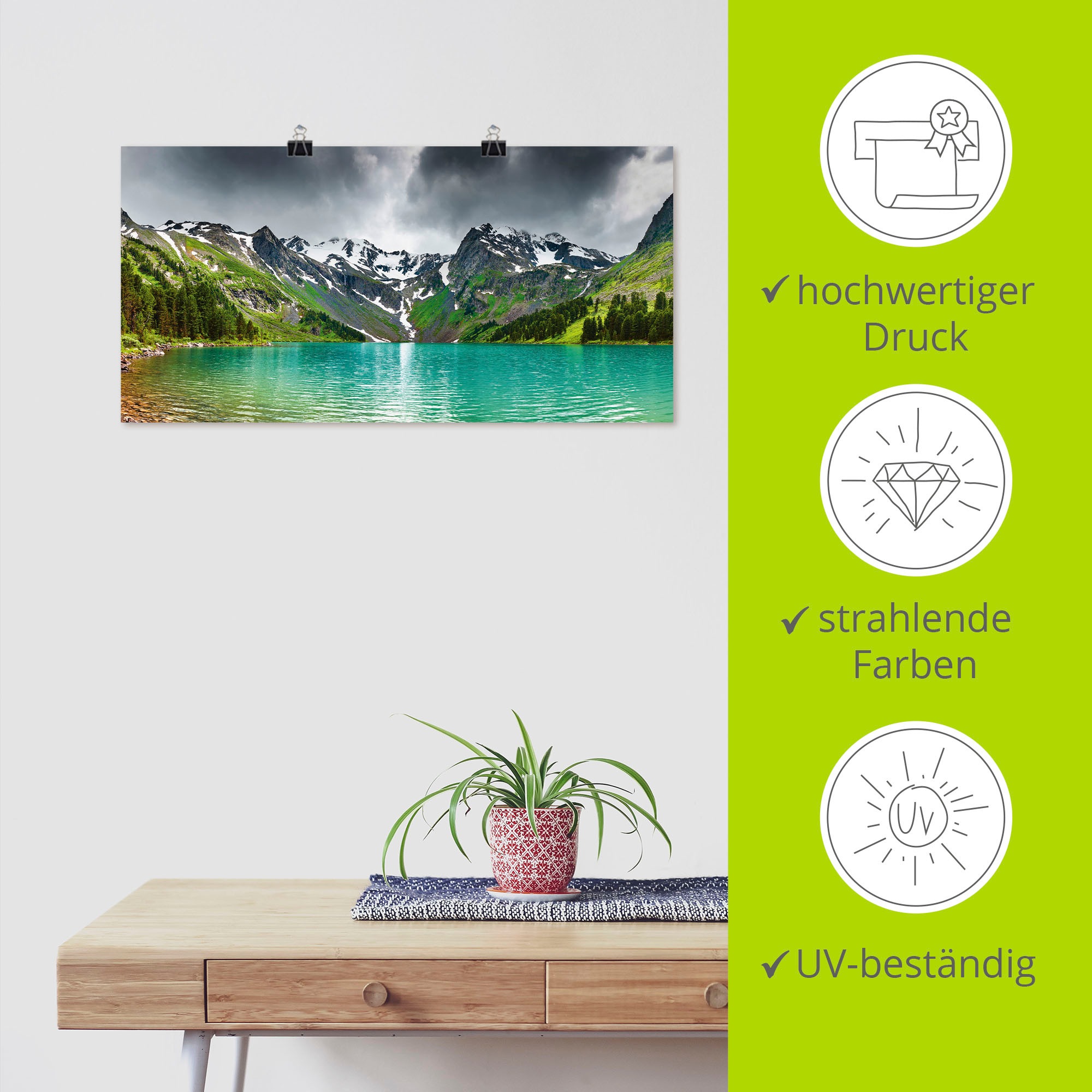 Artland Wandbild »Bergsee«, Berge, (1 St.), als Alubild, Outdoorbild, Leinwandbild, Poster in verschied. Grössen