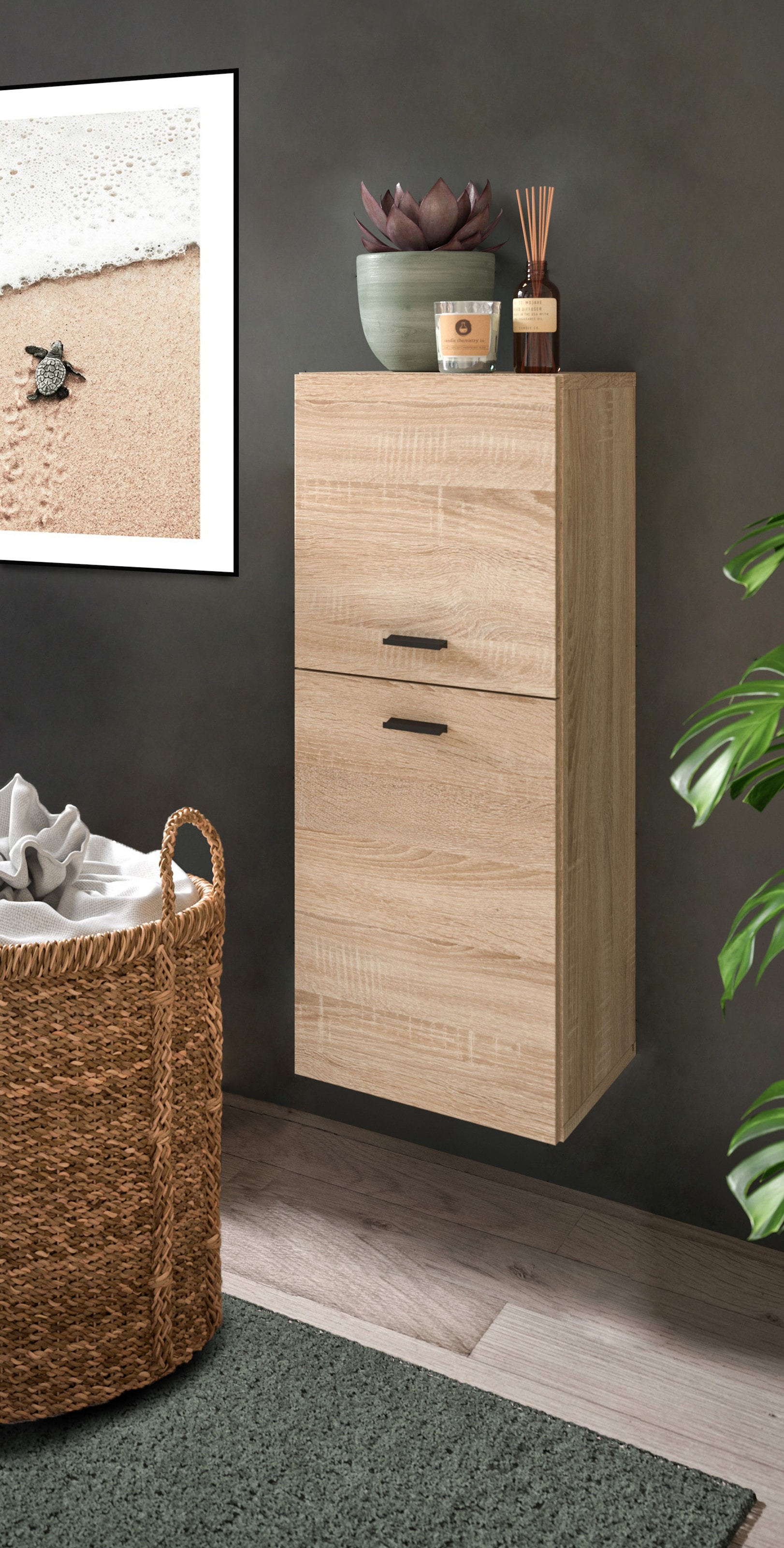 welltime Midischrank »Tampa, Höhe 80cm, hängend oder stehend montierbar« Badschrank, Bad-Möbel, Badezimmer