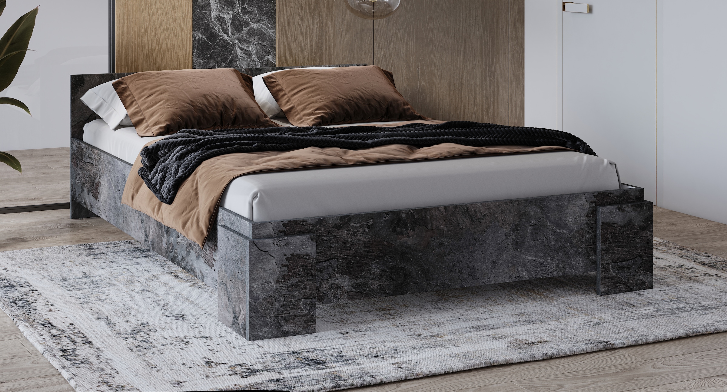 Home affaire Bettgestell »India, FSC-zertifizierter Holzwerkstoff, Made in Europe«, Doppelbett 160x200 oder 180x200cm, weiss oder schieferfarben