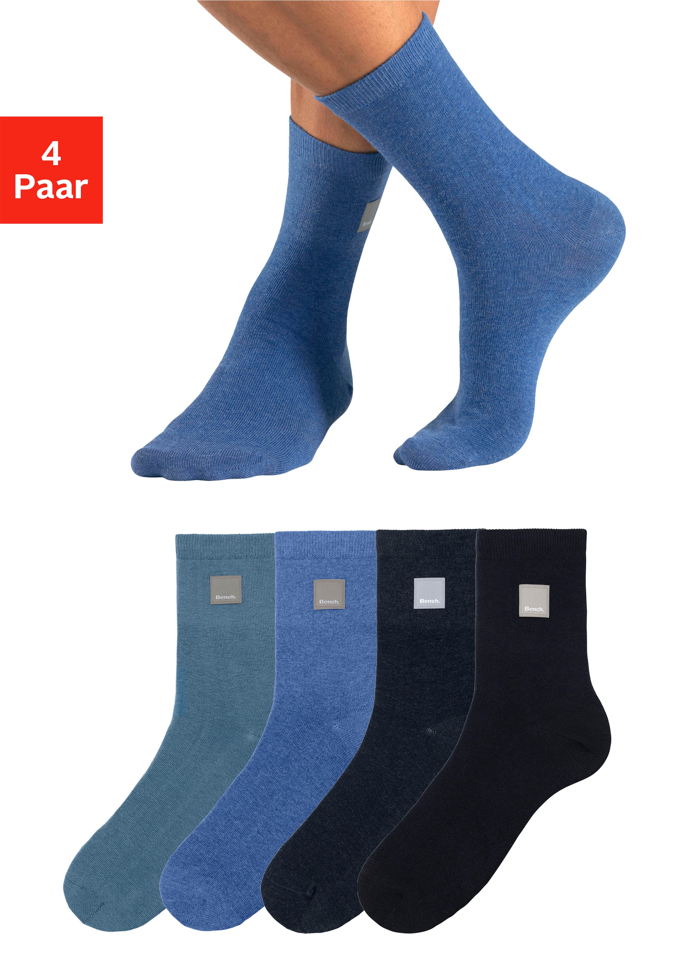 Basicsocken, (Packung, 4 Paar), mit Weblabel