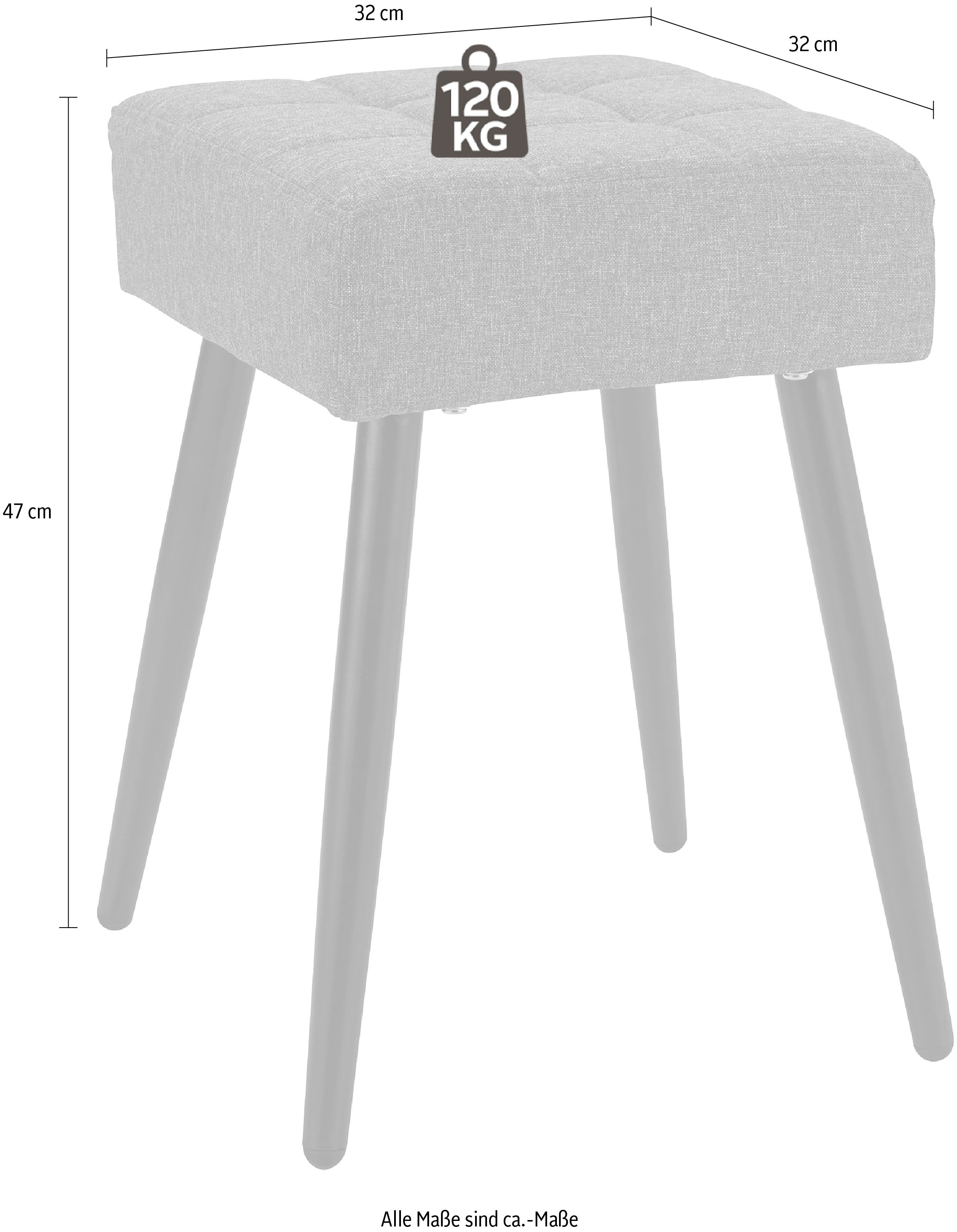 GOODproduct Tabouret »Louise« 1 cuis tlg. assise carrée de 32 cm