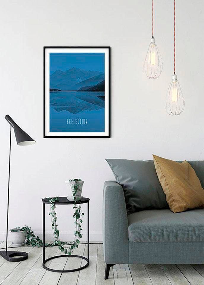 Image of Komar Bild "Word Lake Reflection Blue" Natur 1 Stk. tlg. Wandbild zur Dekoration - ohne Rahmen