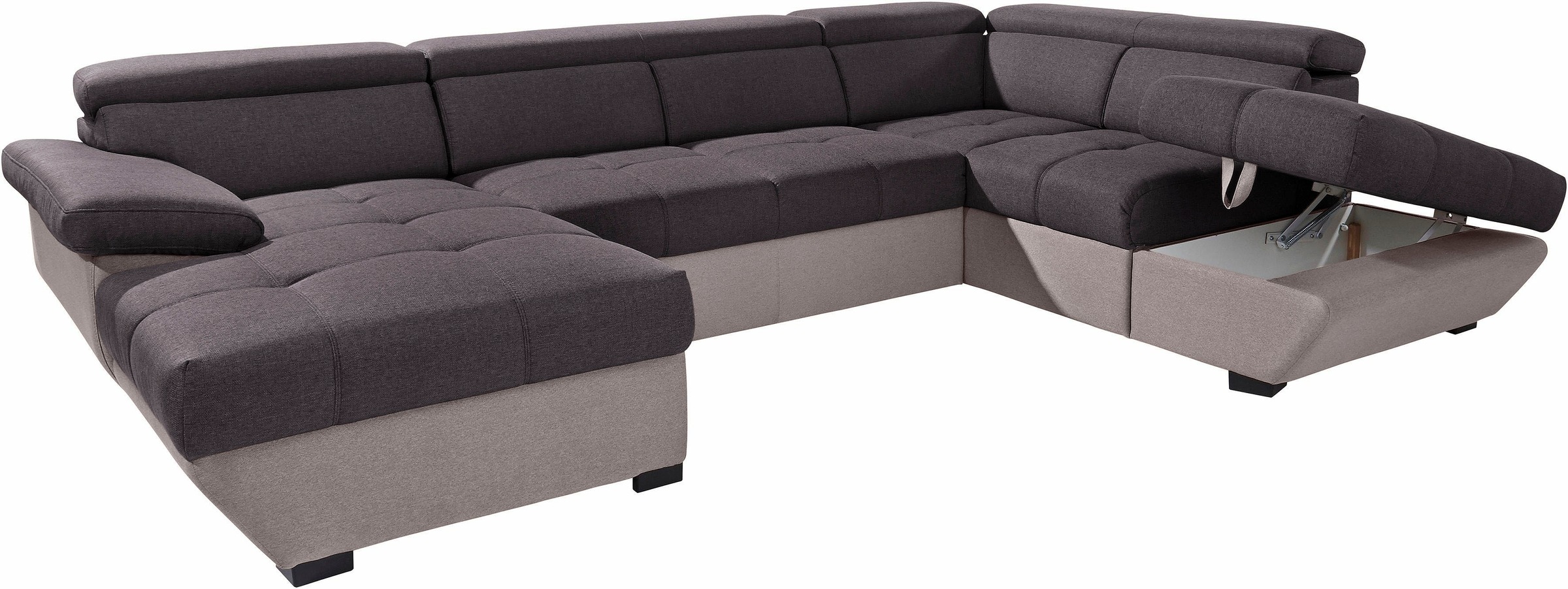 COTTA Polstergarnitur »Speedway U-Form«, (Set), Set bestehend aus: Wohnlandschaft mit Kopfteilverstellung & Hocker