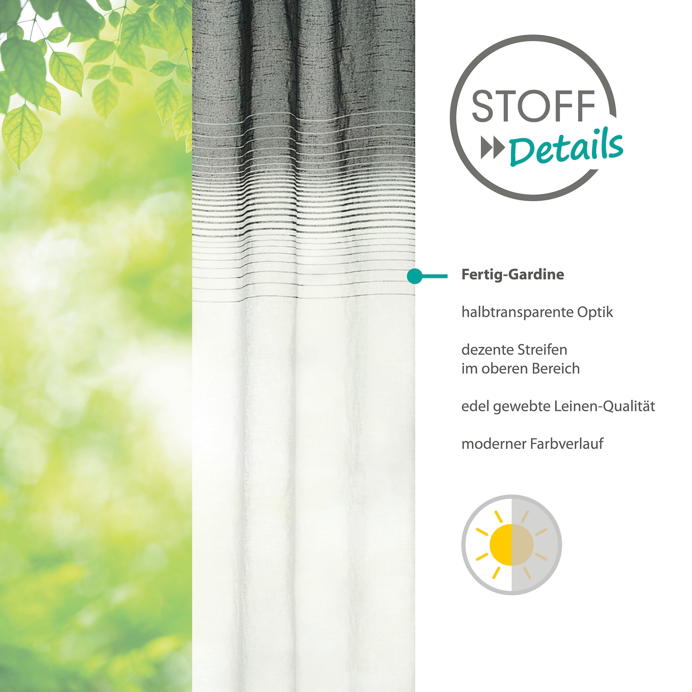 decolife Gardine »Nora« Ösen 1 Stk. tlg. Ösenschal mit Farbverlauf