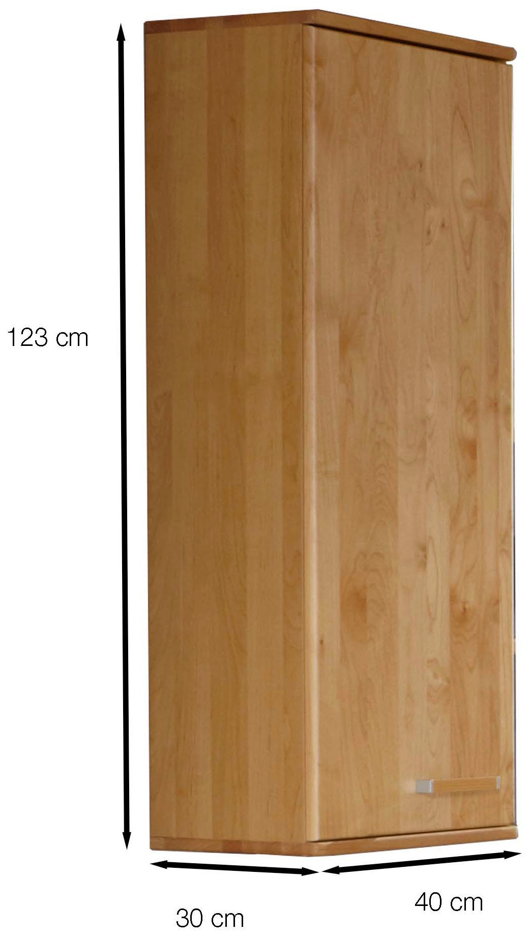 WIEMANN Hängeschrank »Lausanne, Wandschrank, Wandregal, teilmassiv Erle« 40 x 123 x 30 cm (B/H/T), MADE IN GERMANY,  Front aus Massivholz, Türanschlag links