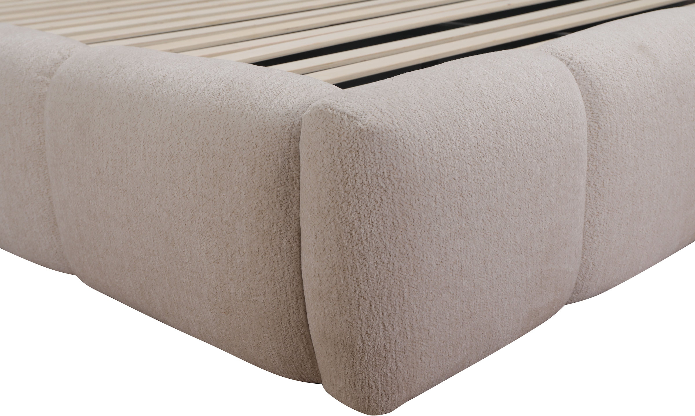 GOODproduct Lit rembourré »MERLINDA, Stauraumbett mit Lattenrost und Bettkasten, Chenille-Bezug« tête de lit et cadre fortement rembourrés, surface de couchage 140x200 / 180x200 cm