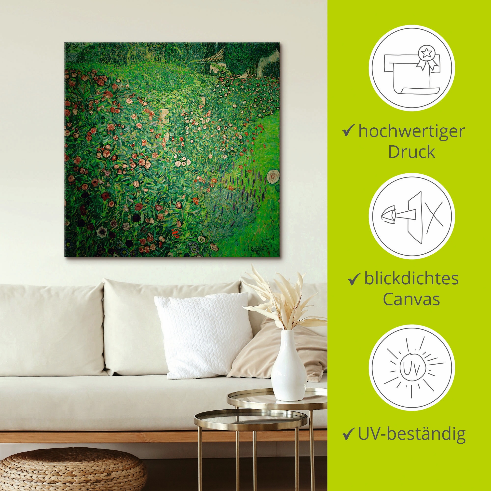Artland Leinwandbild »Italienische Gartenlandschaft«, Garten, (1 St.), auf Keilrahmen gespannt